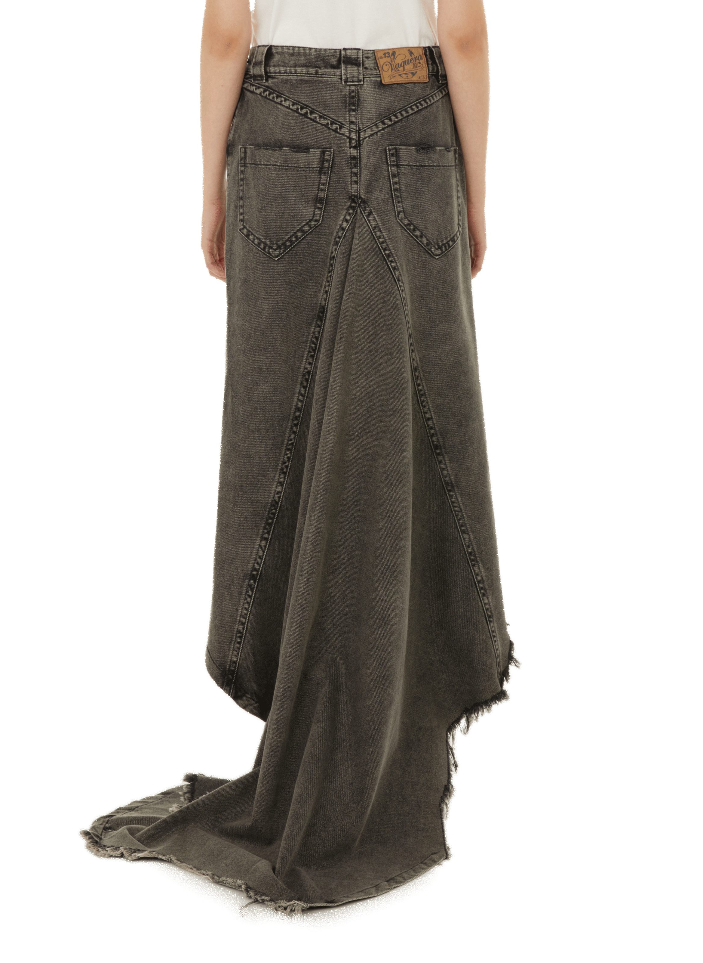 Asymmetric denim maxi skirt VAQUERA Brown
