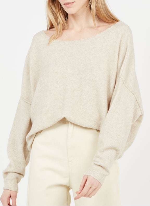 Pull col bateau en laine mélangée damsville Beige by AMERICAN VINTAGE AMERICAN VINTAGE Pull col bateau en laine mélangée damsville Beige