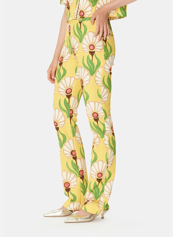 Pantalon droit fleurs - paivan Jaune by TARA JARMON TARA JARMON Pantalon droit fleurs - paivan Jaune
