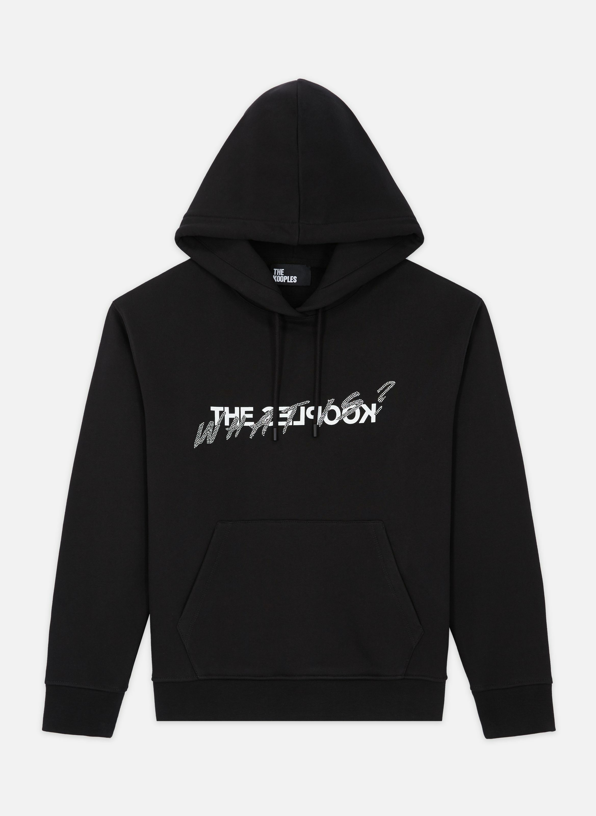 Sweatshirt à capuche en coton what is avec strass Noir
