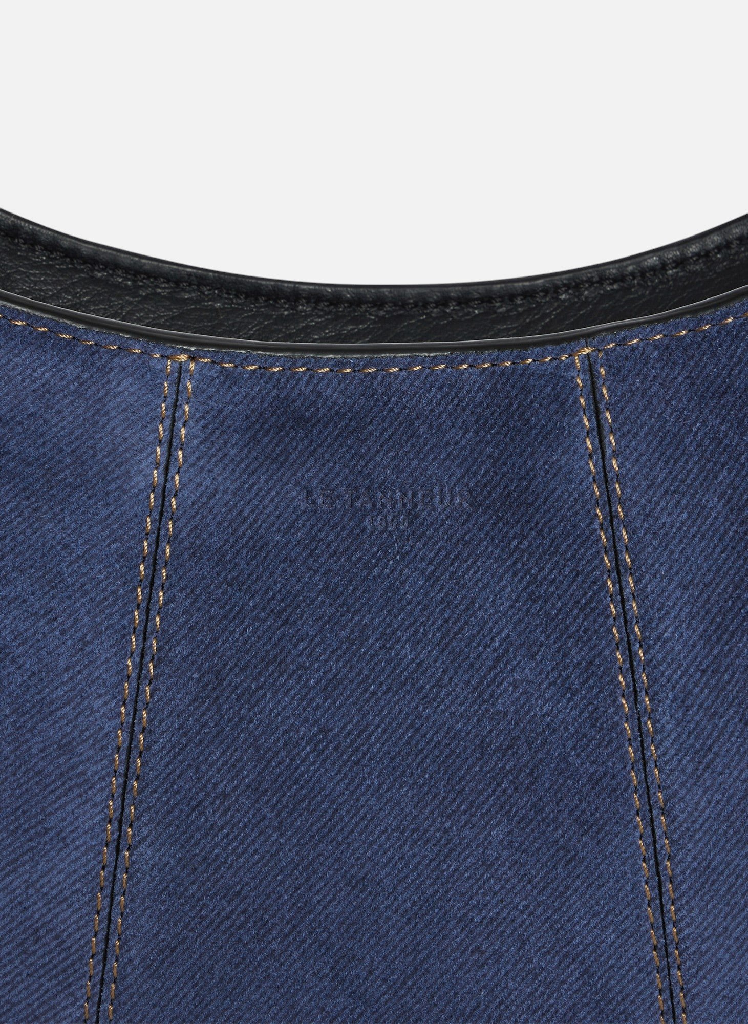 Petit sac demi-lune juliette en cuir suède effet denim LE TANNEUR Noir