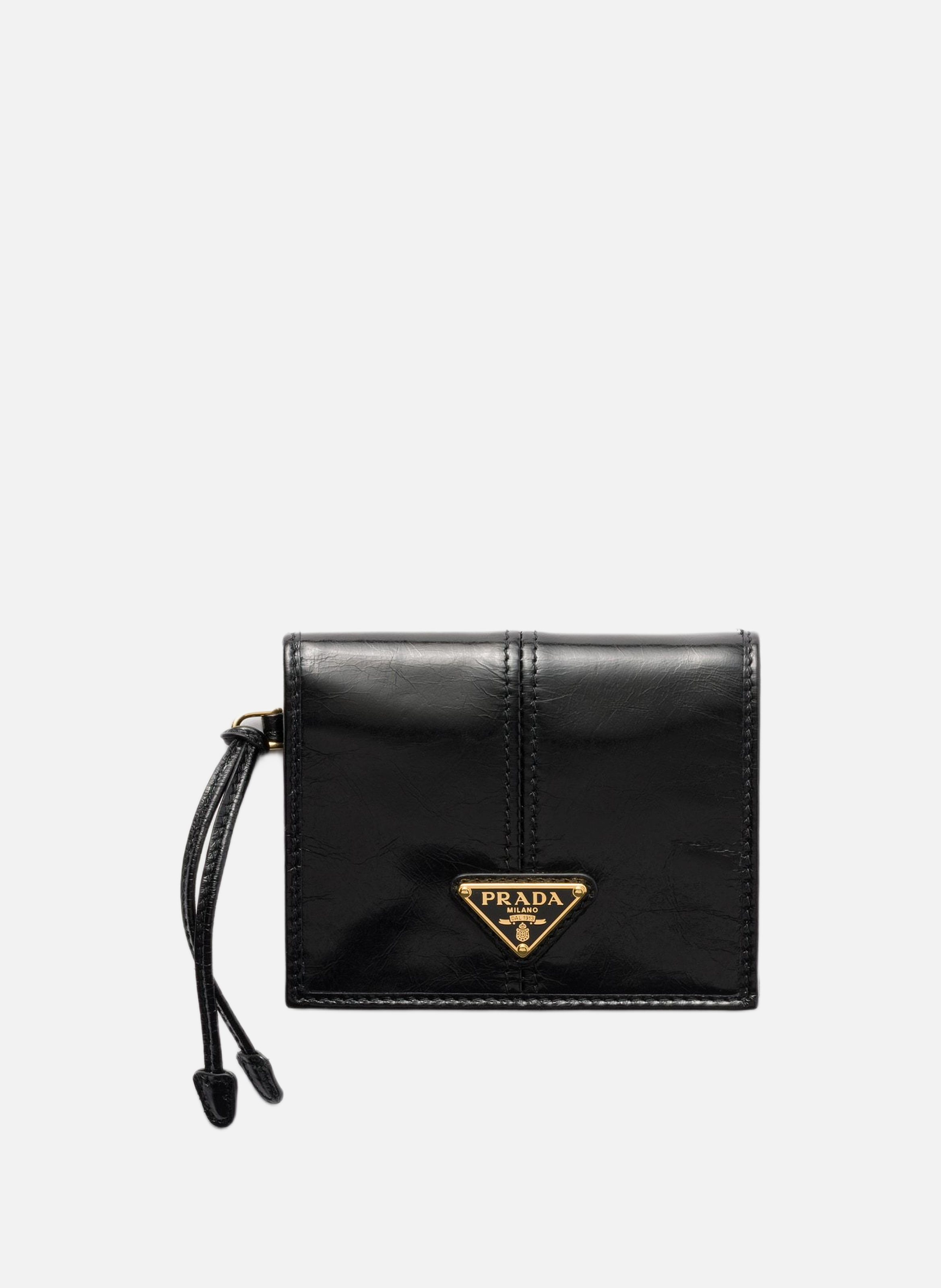 Petit portefeuille en cuir PRADA Noir