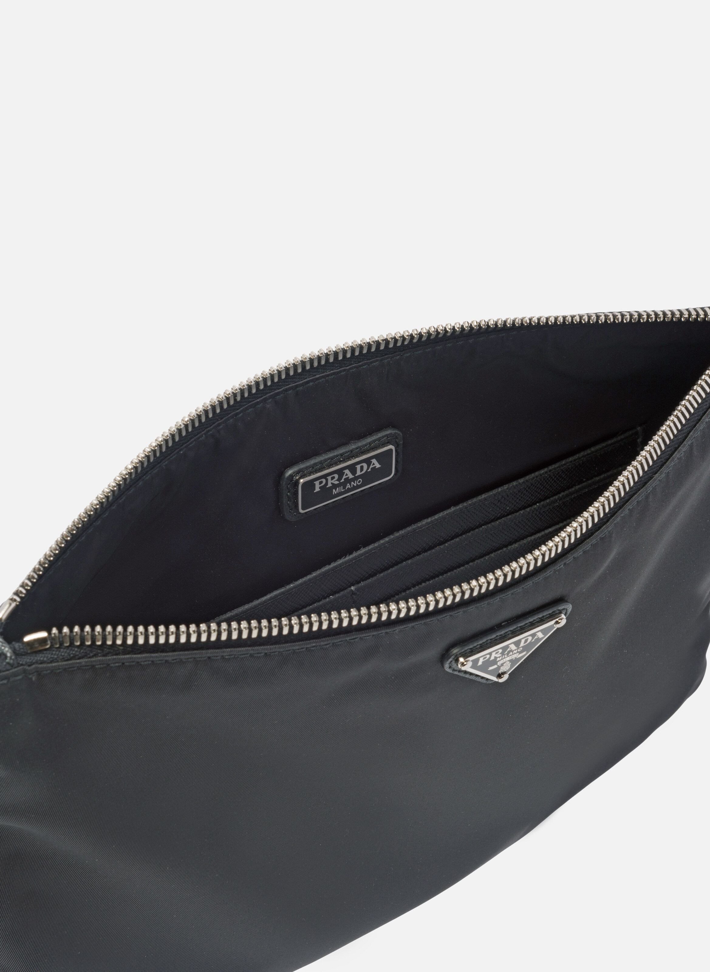 Pochette en re-nylon et cuir saffiano PRADA Noir