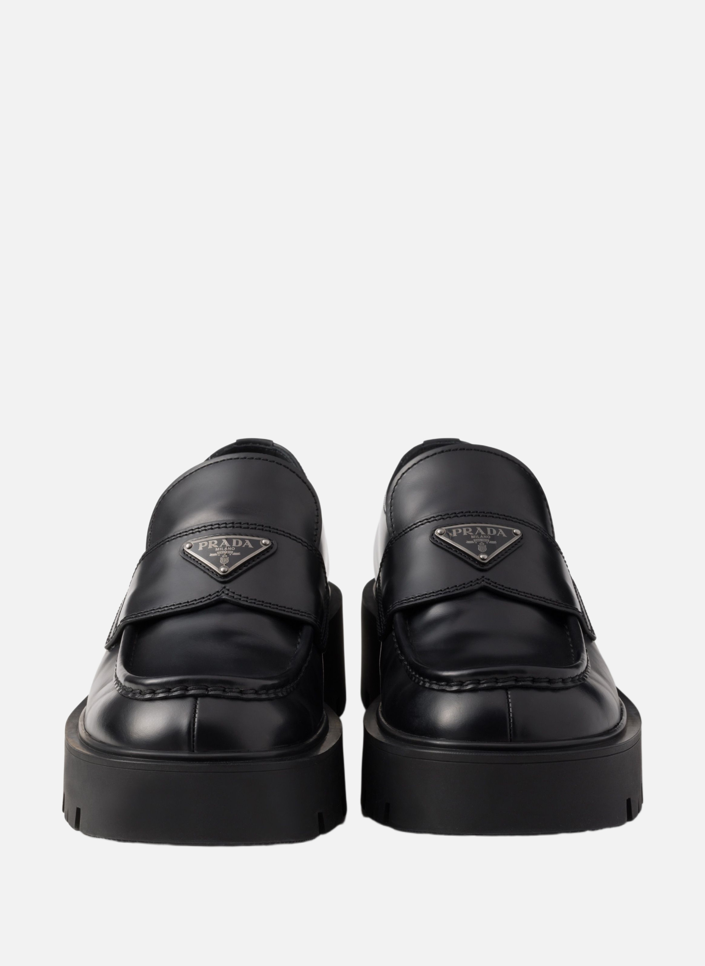 Mocassins en cuir brossé PRADA Noir