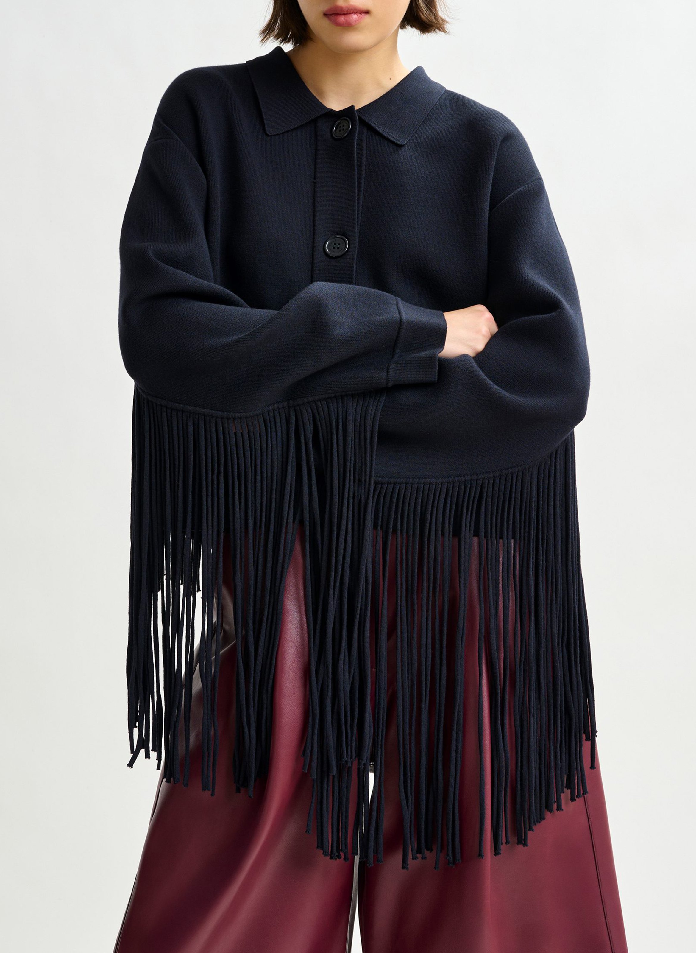 Veste col classique à franges istern ESSENTIEL ANTWERP Bleu