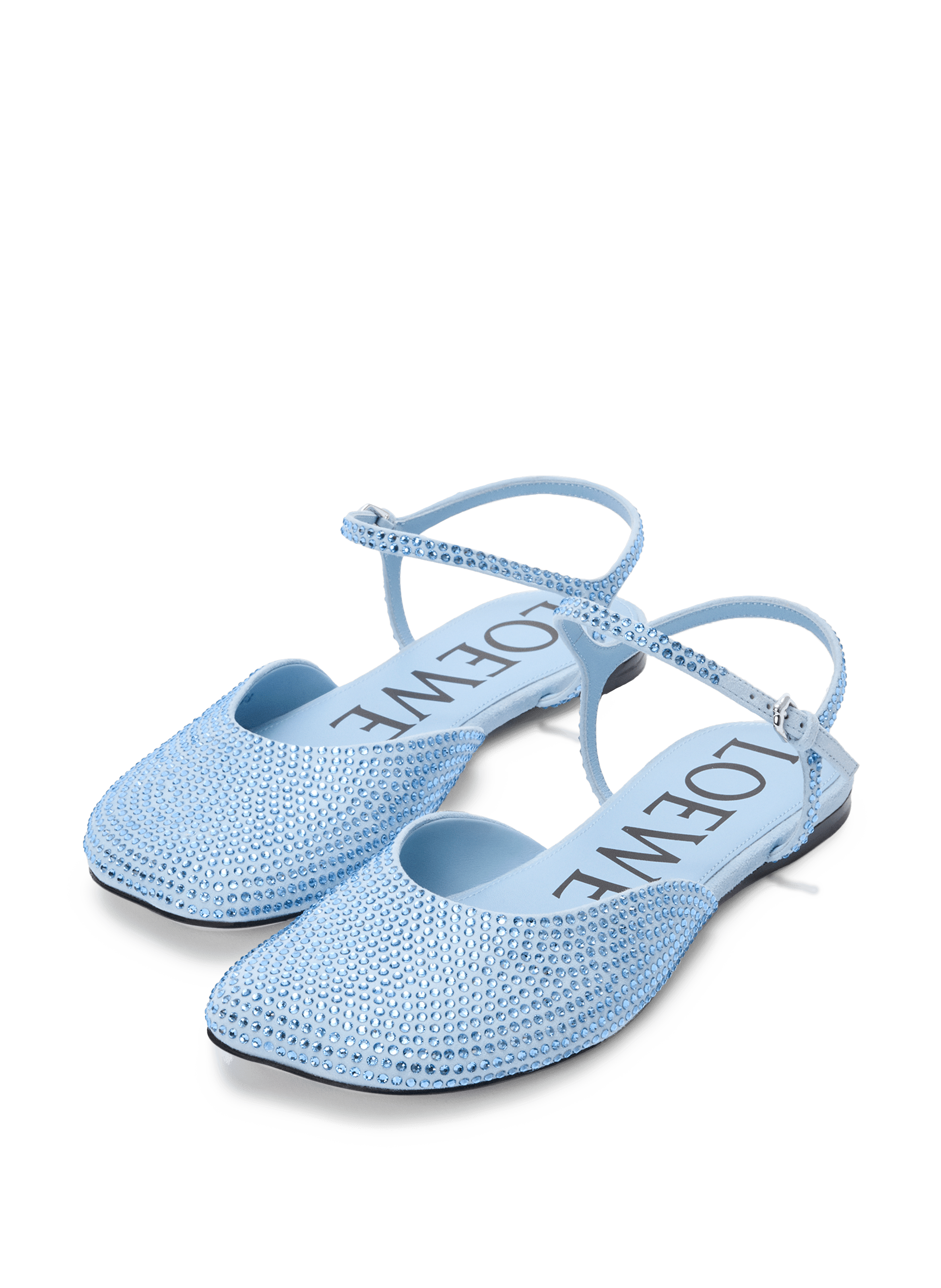 Toy ballerina with ankle strap in leather with rhinestones LOEWE Blue