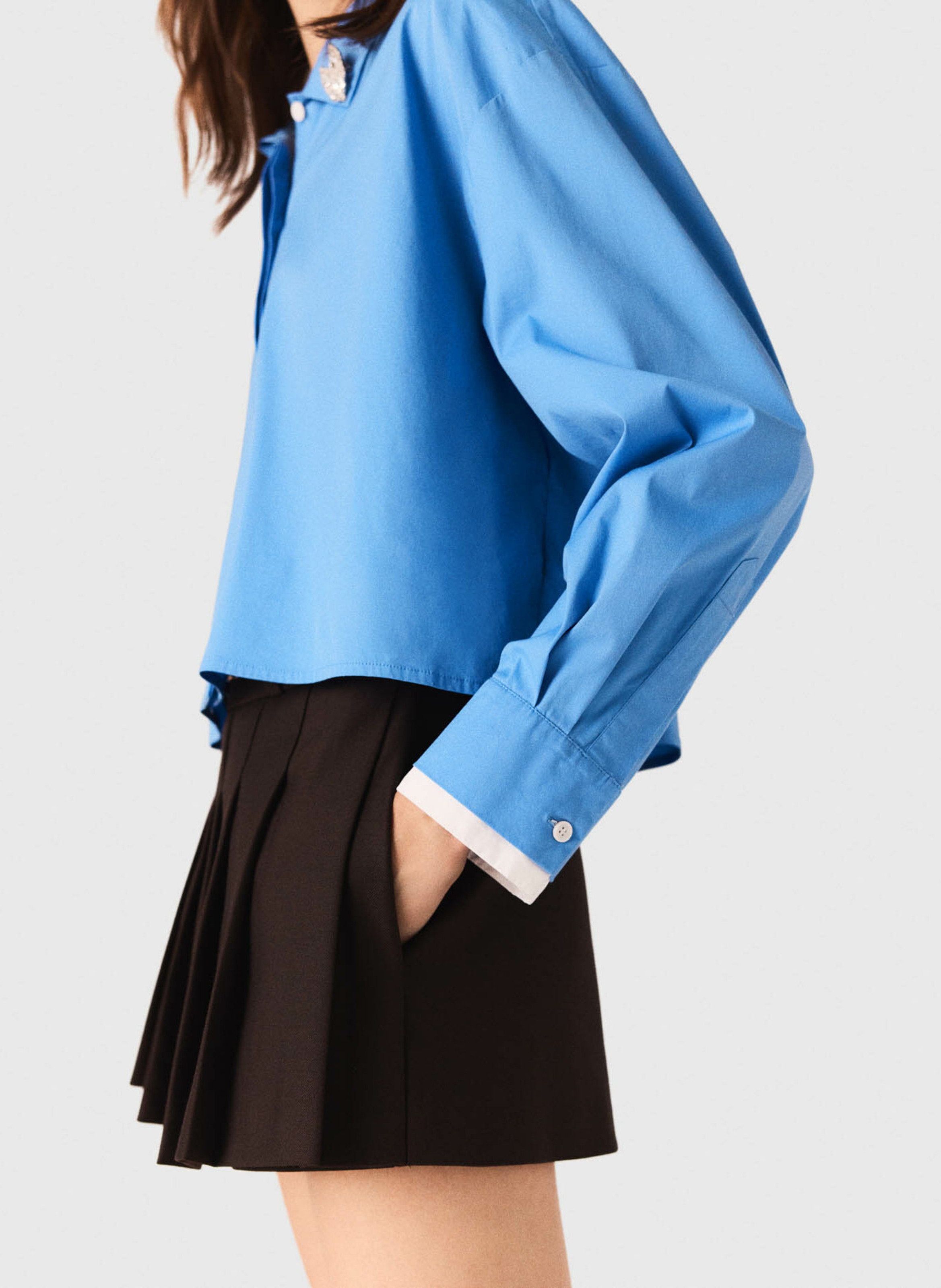 Chemise droite en coton mélangé MAJE Bleu