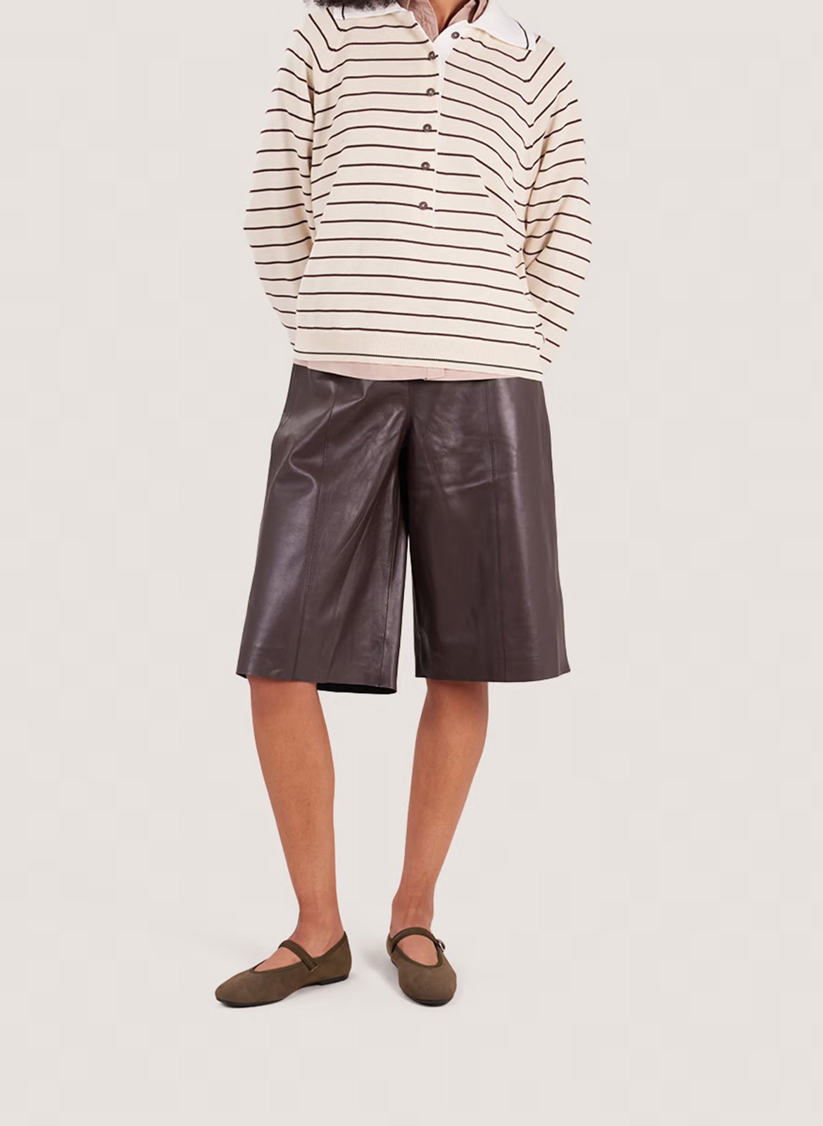 Ballerines en cuir velours deesse JONAK Kaki