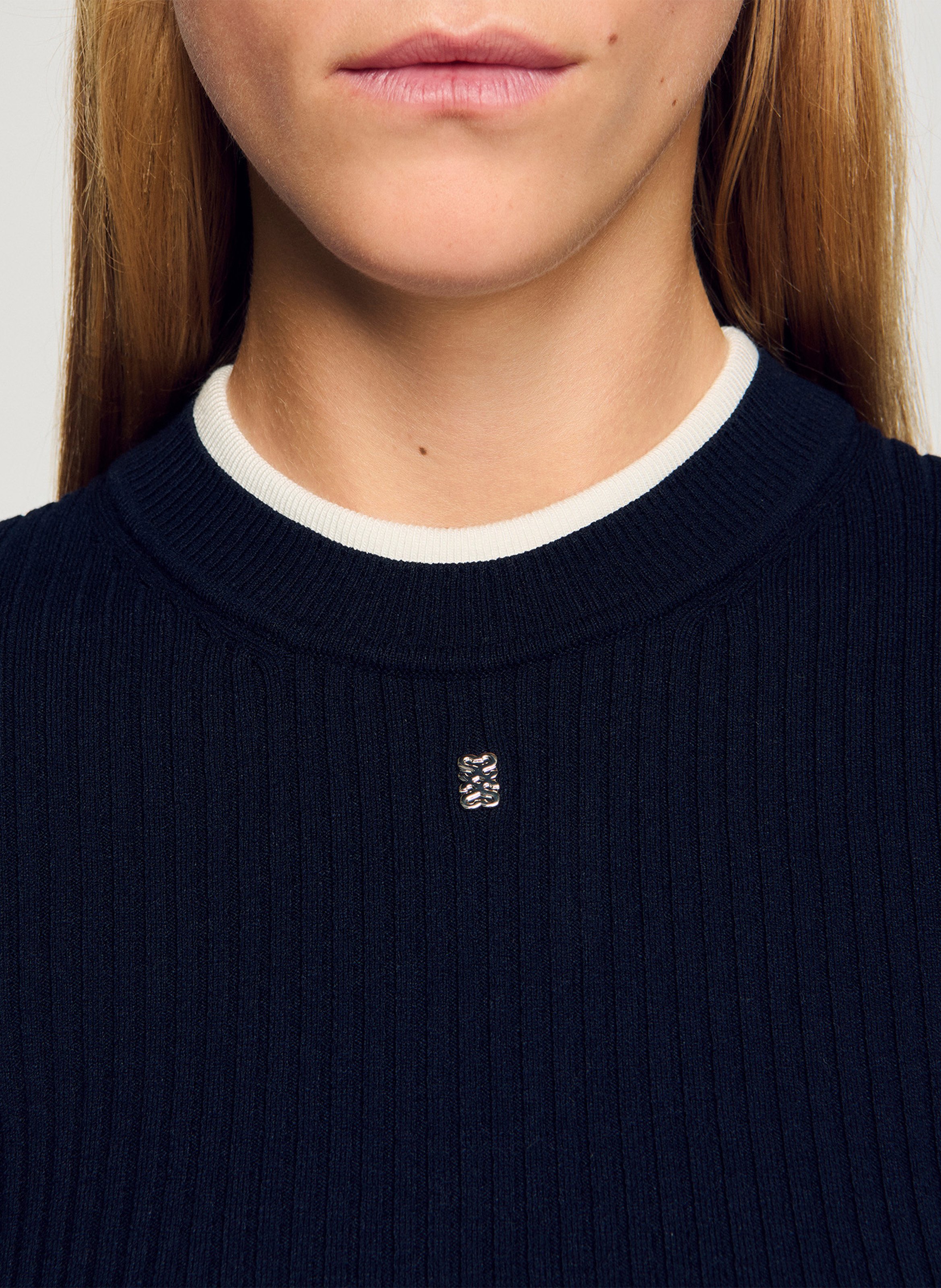 Pull col rond SANDRO Bleu