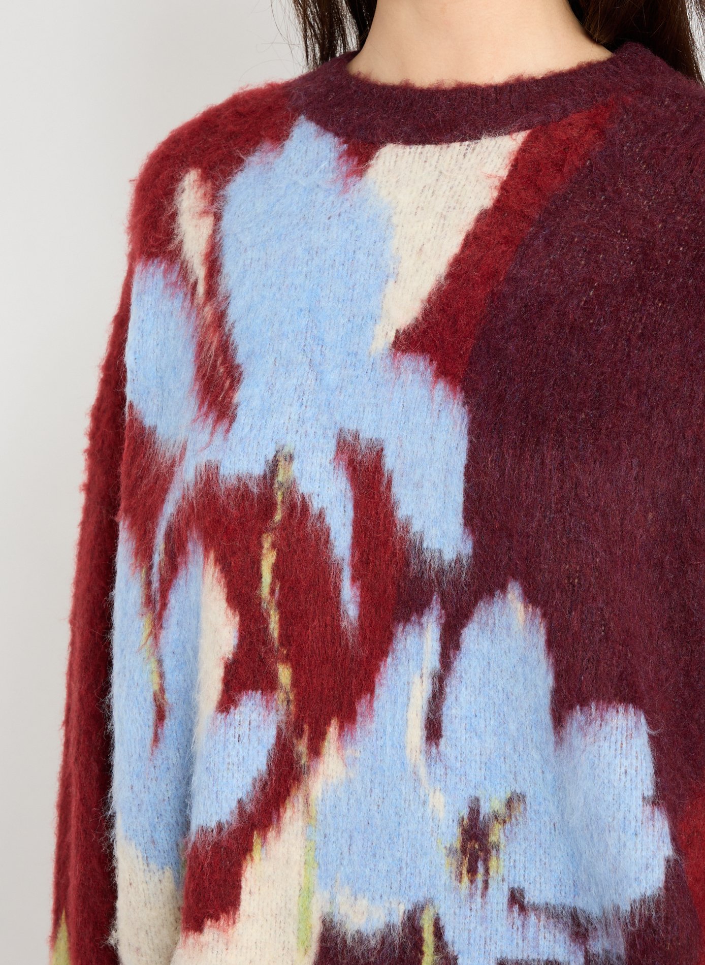 Pull ample fleuri à col rond TOPSHOP Rouge