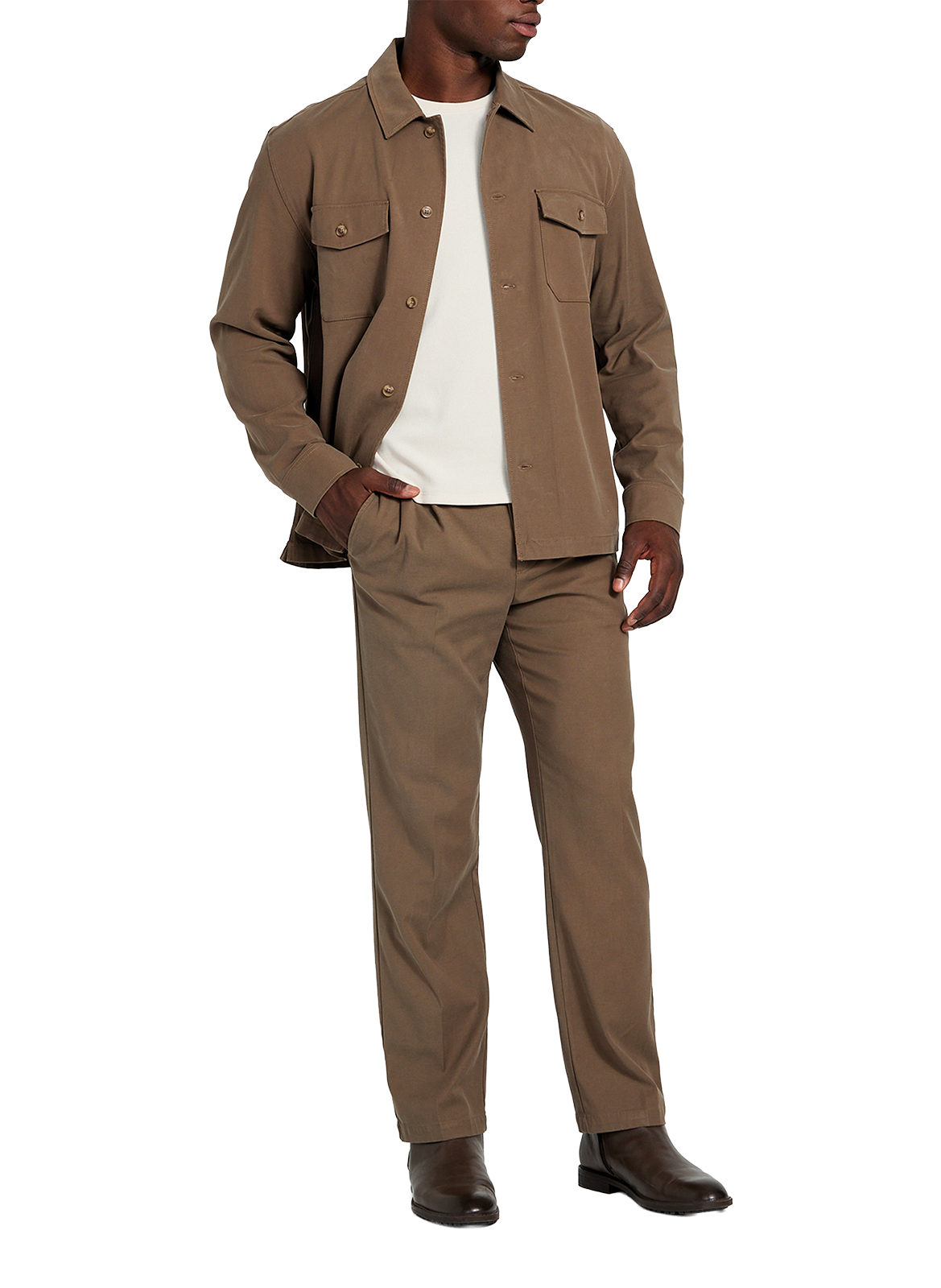 Pantalon droit en coton mélangé GUESS Marron