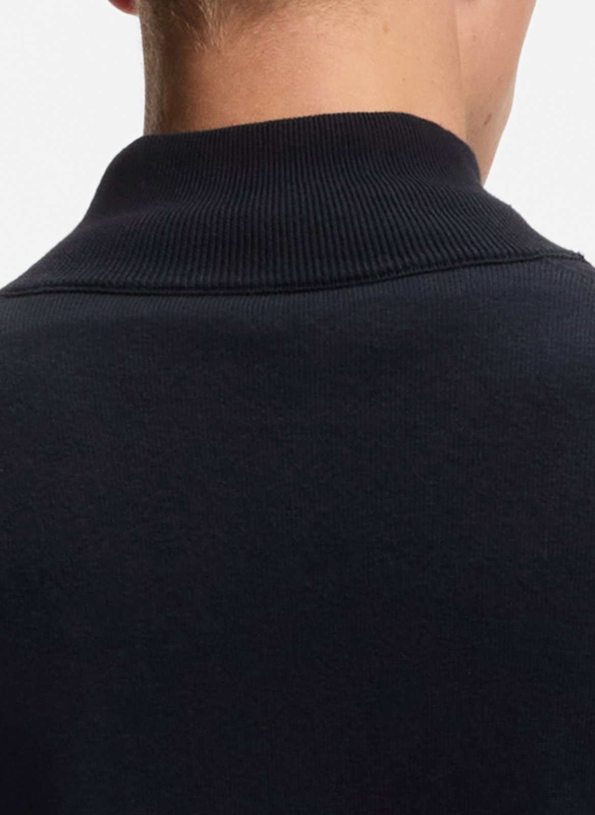 Gilet col montant en coton et en cachemire mélangés BOSS Bleu