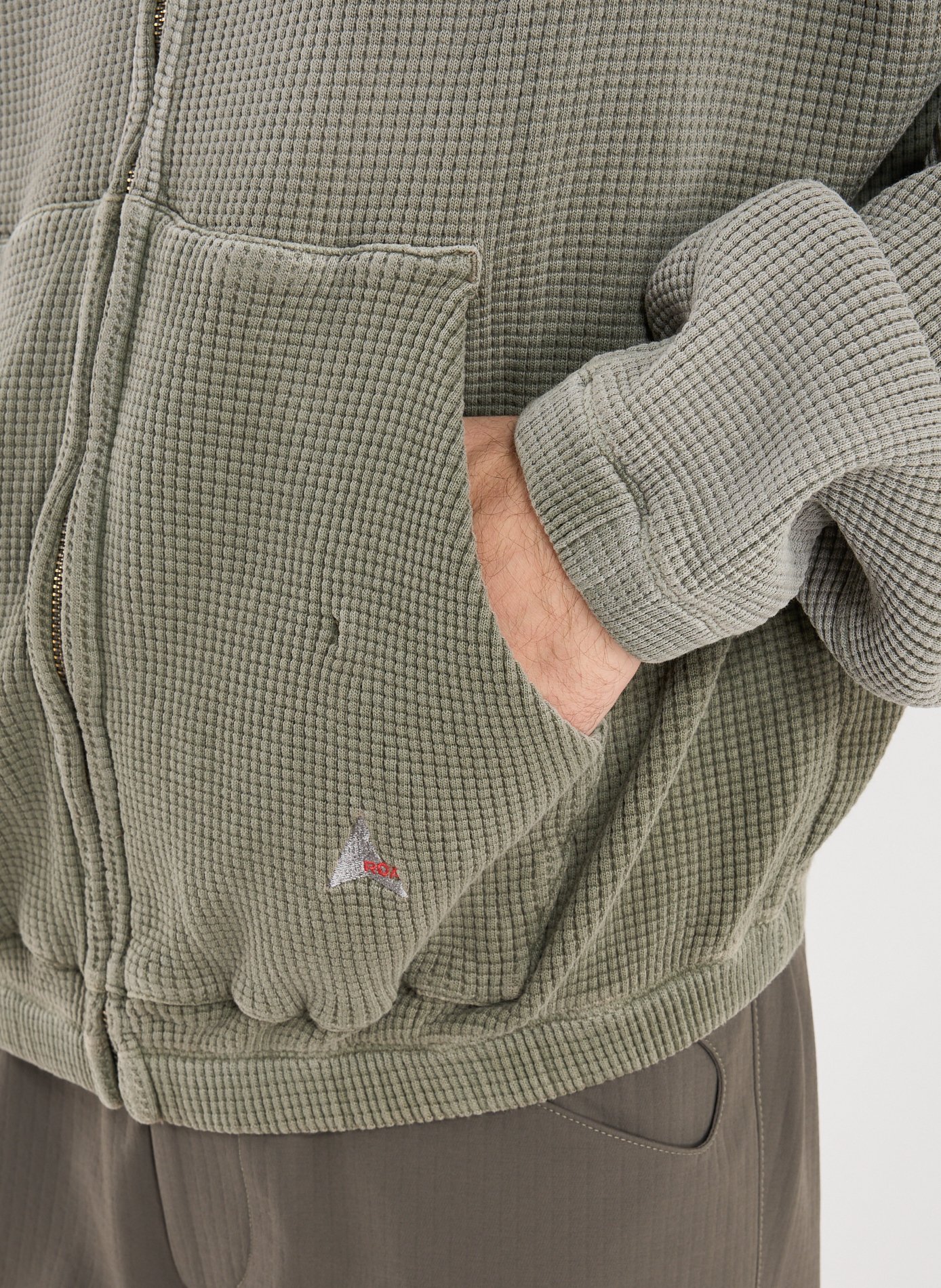 Sweat à capuche zippé Bee Sun en coton ROA Kaki