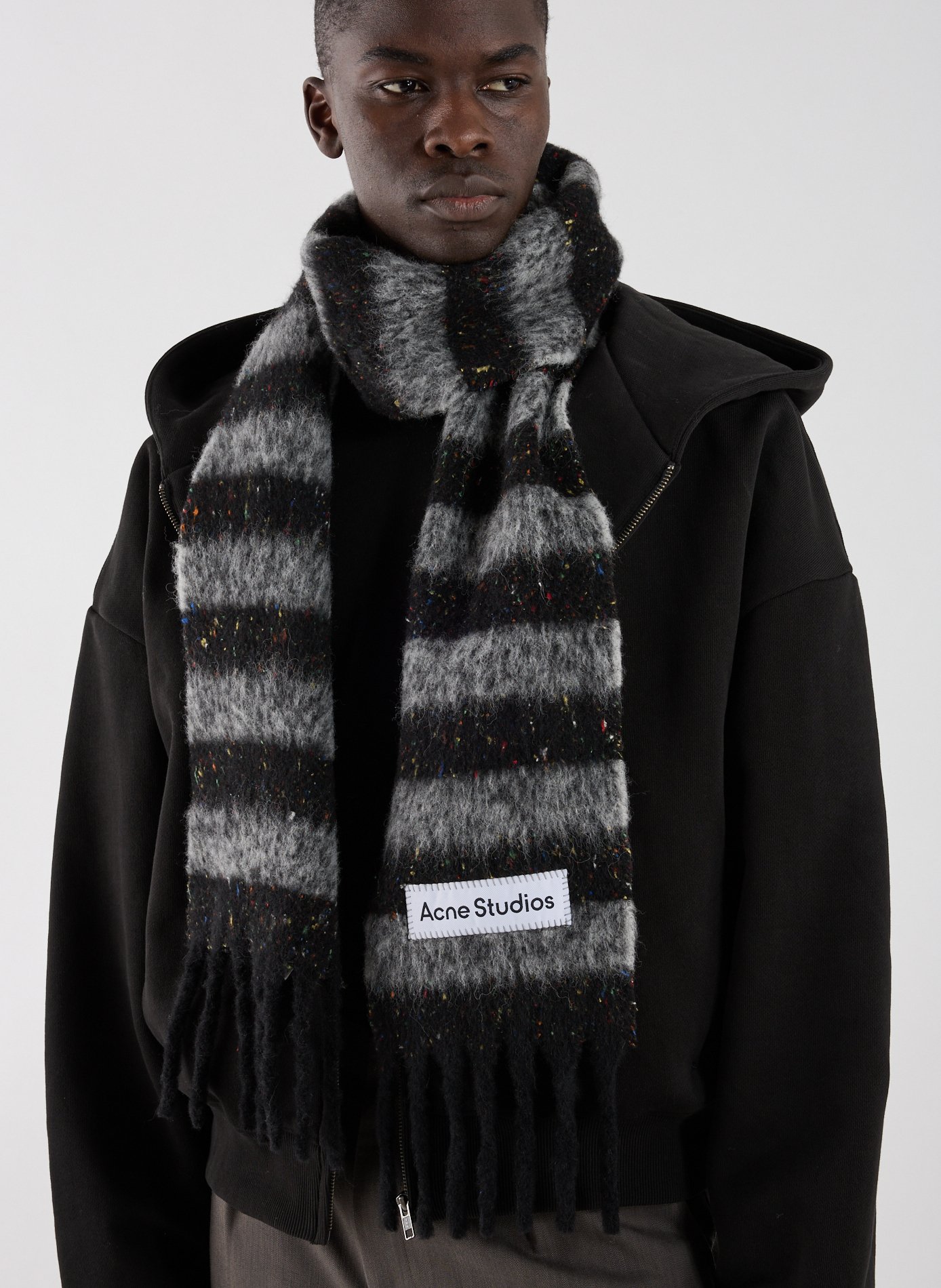 Echarpe à rayures en laine et soie mélangées ACNE STUDIOS Multicolore