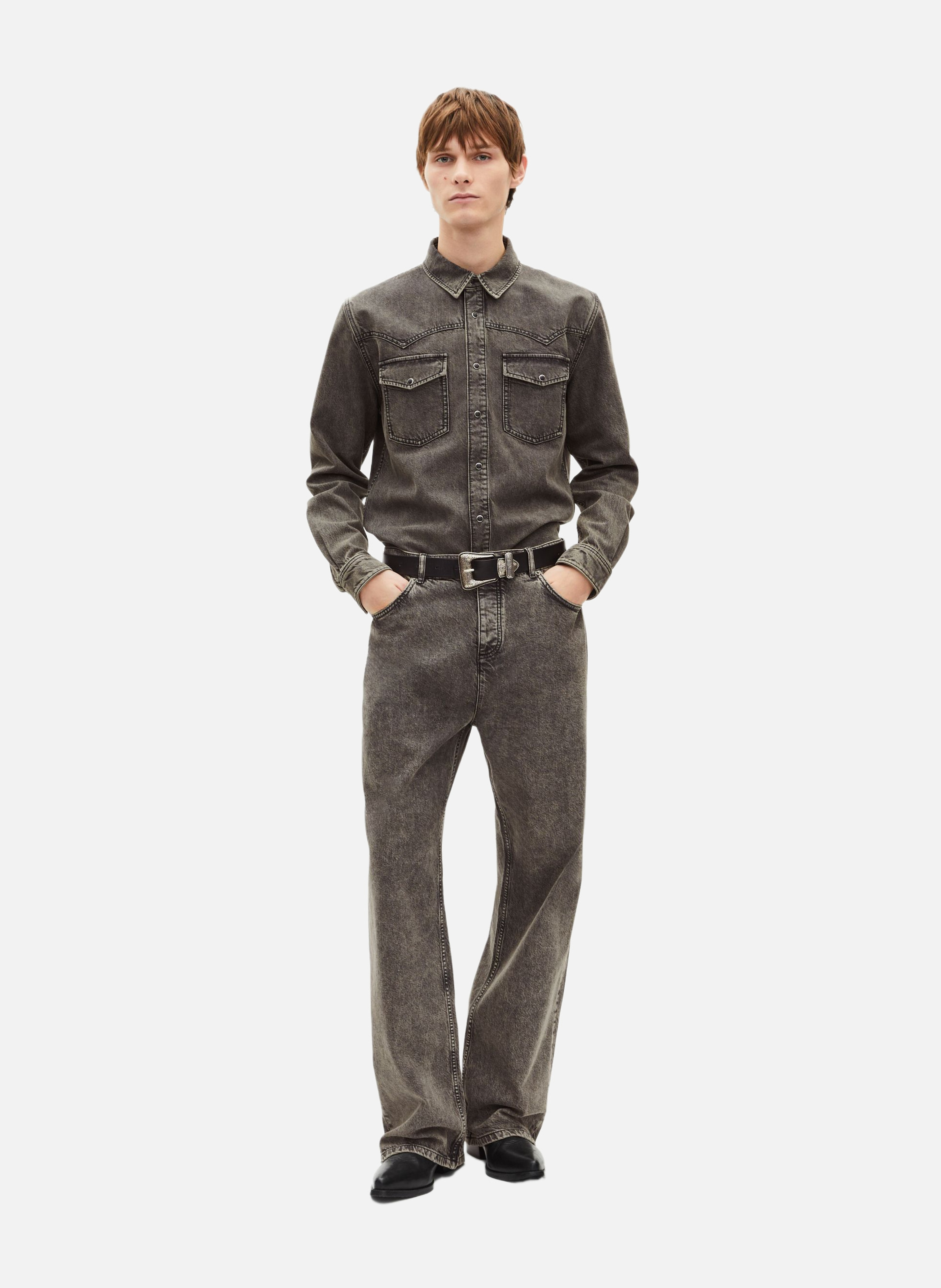 Chemise en denim THE KOOPLES Gris