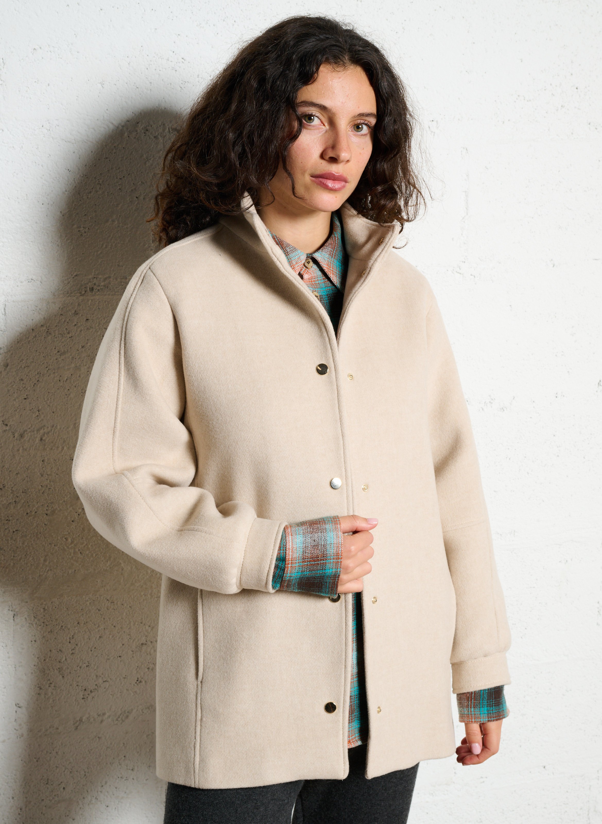 Manteau droit uni boutonné damien MAISON 123 Blanc