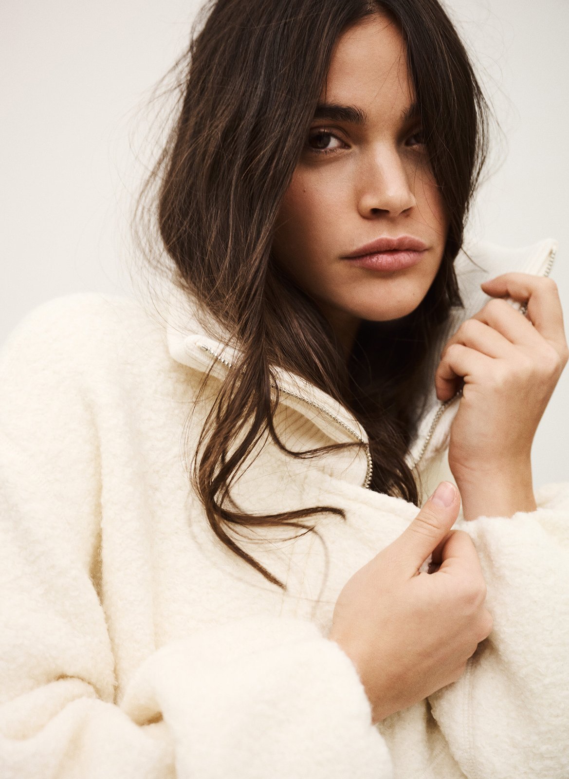 Manteau court ample en laine mélangée vito BA&SH Beige