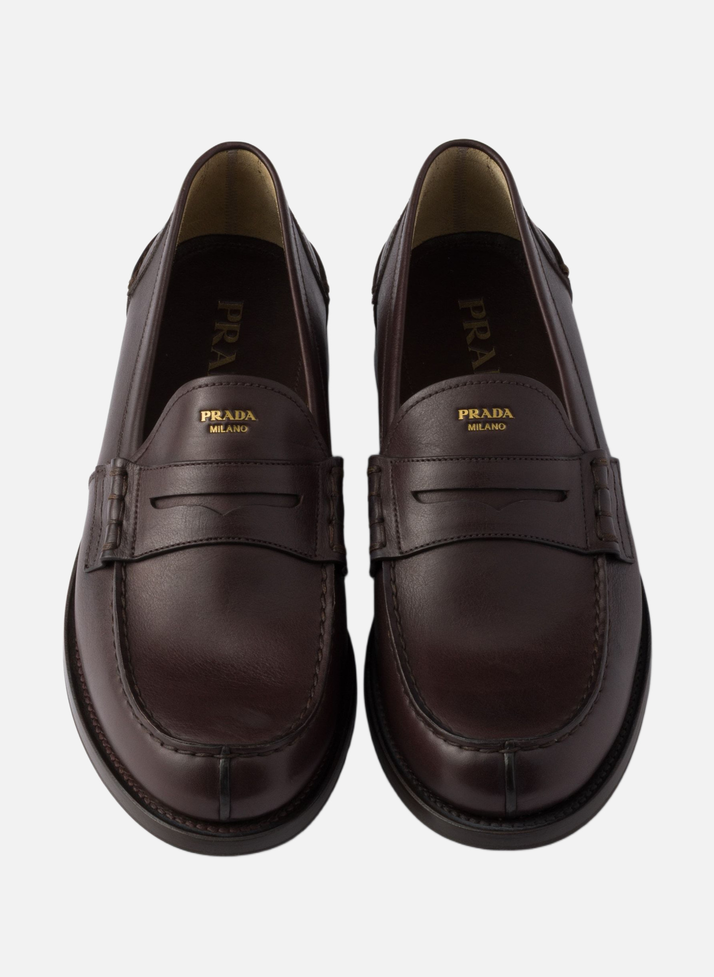 Mocassins en cuir PRADA Marron