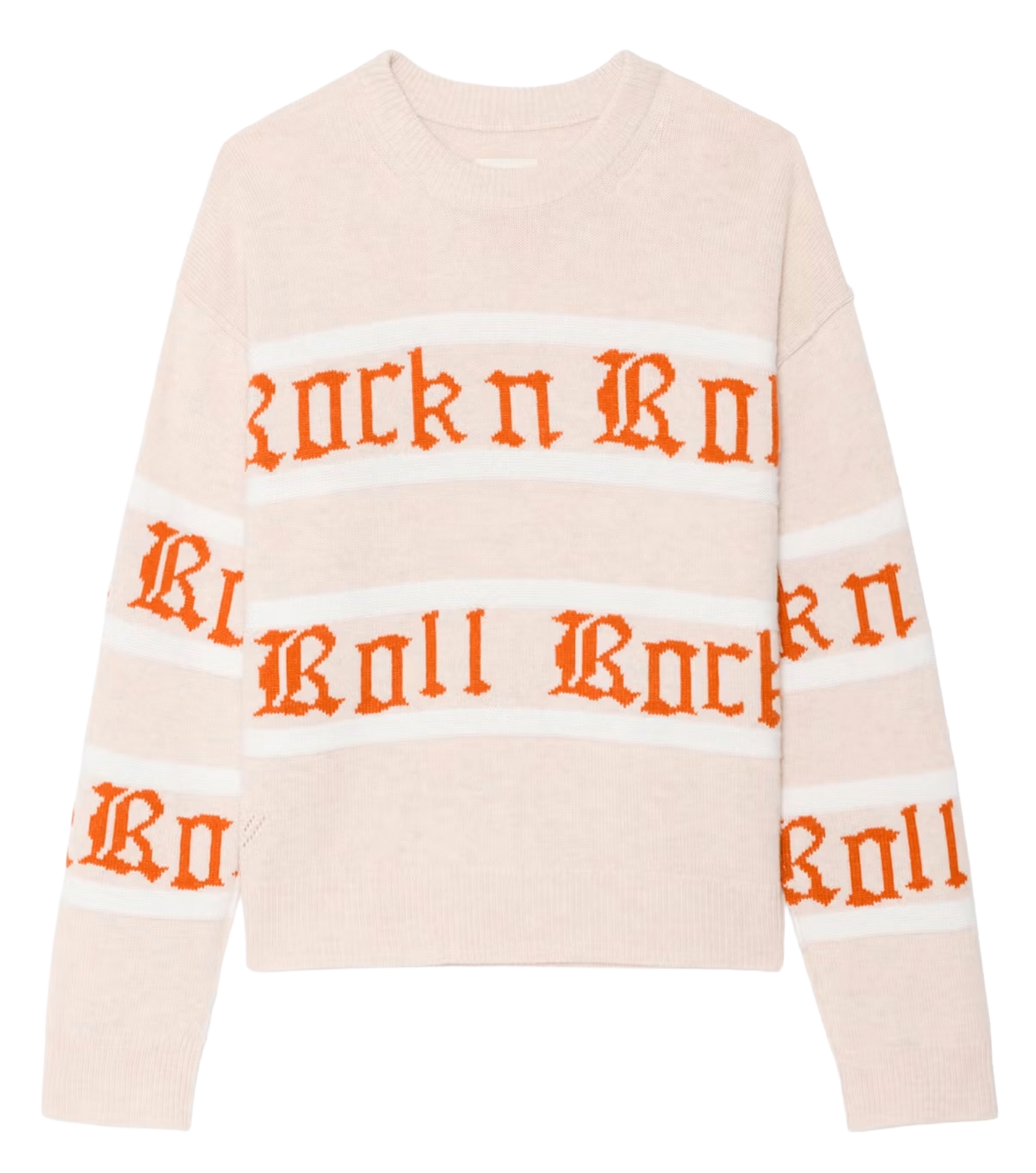 Pull col rond rayé en laine et cachemire markuz ZADIG&VOLTAIRE Rose