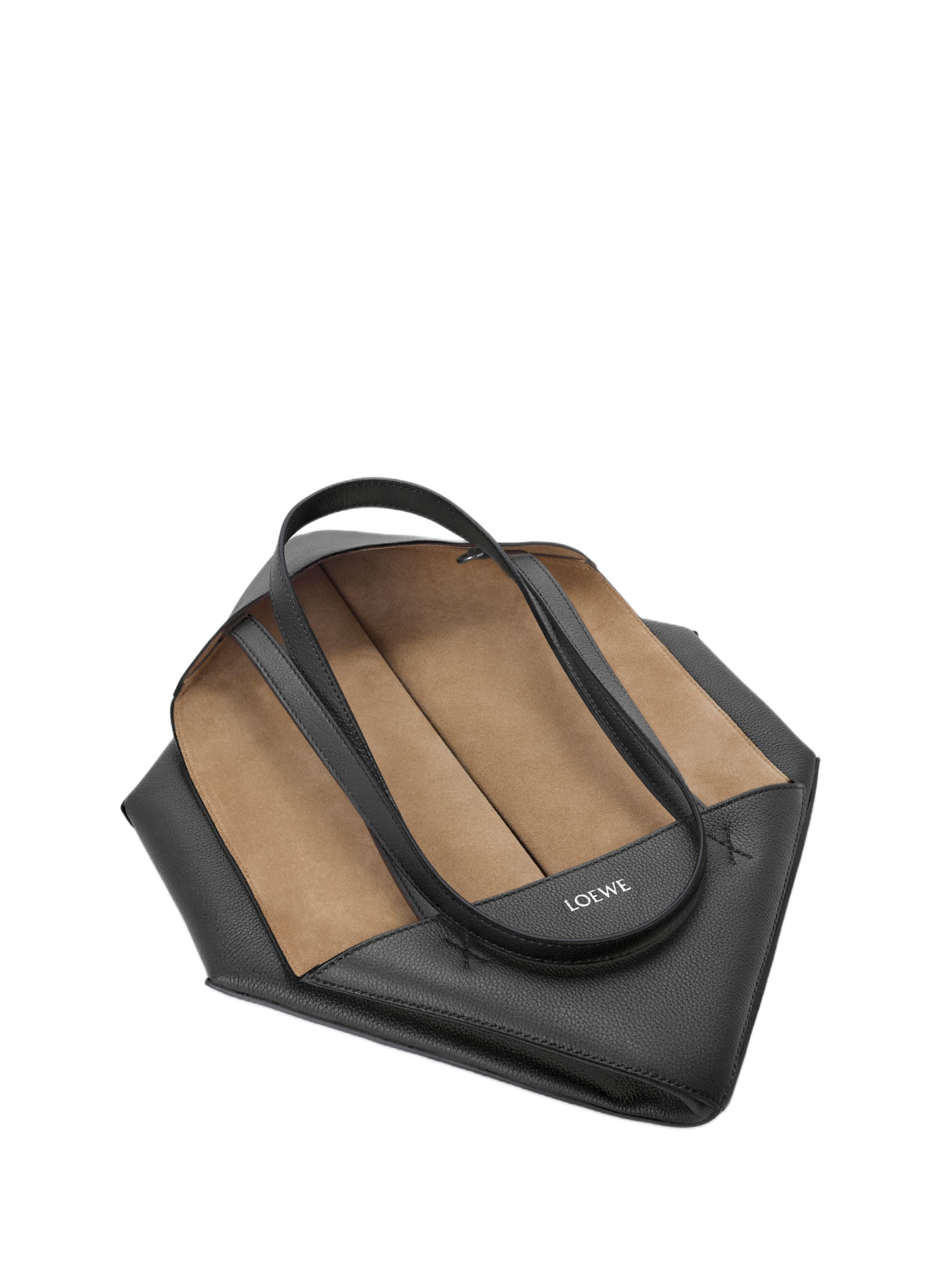 Puzzle Fold tote horizontal moyen en cuir de veau grainé souple LOEWE Noir