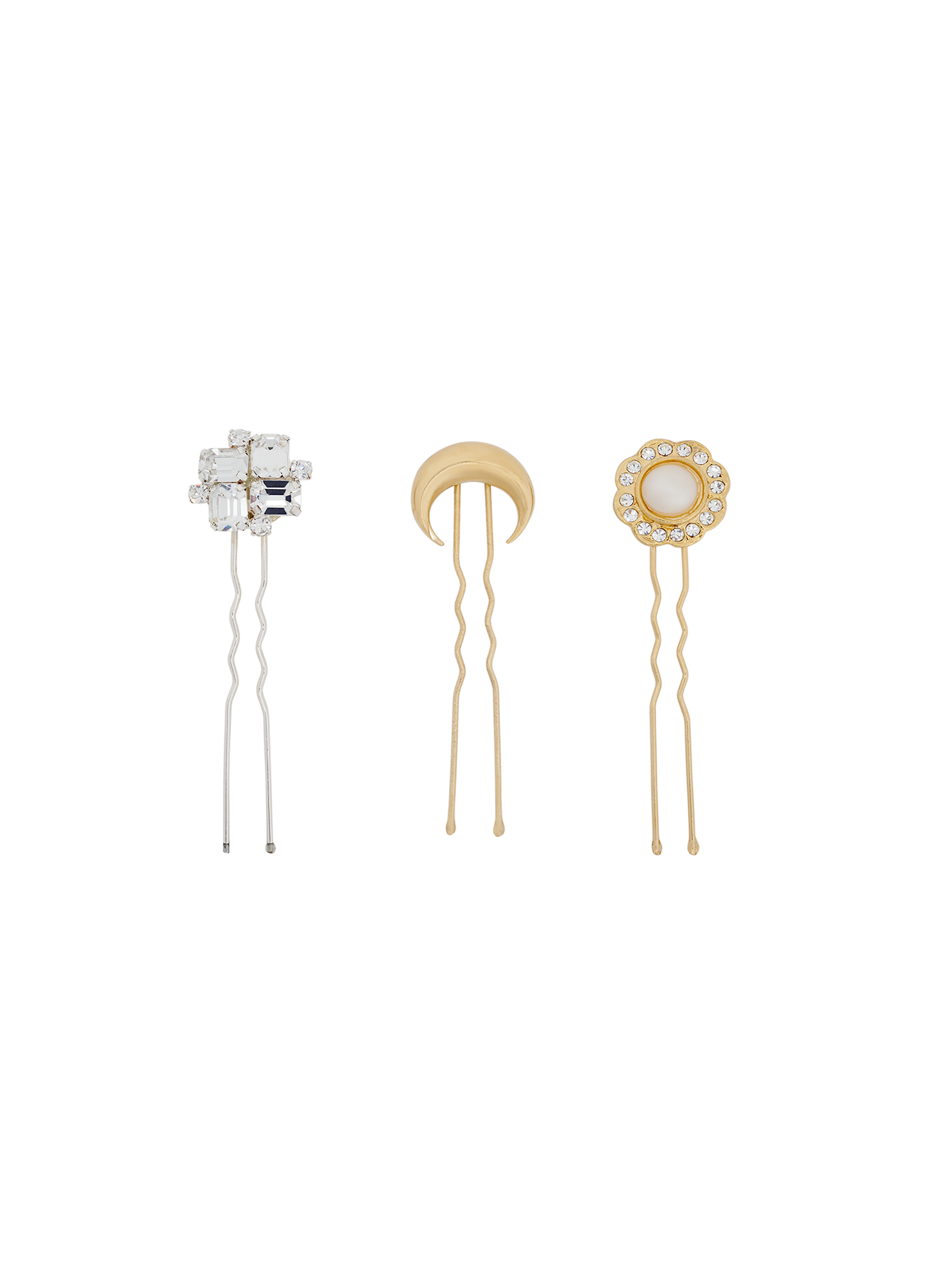 Ensemble de pinces à cheveux moon upcyclés MARINE SERRE Doré