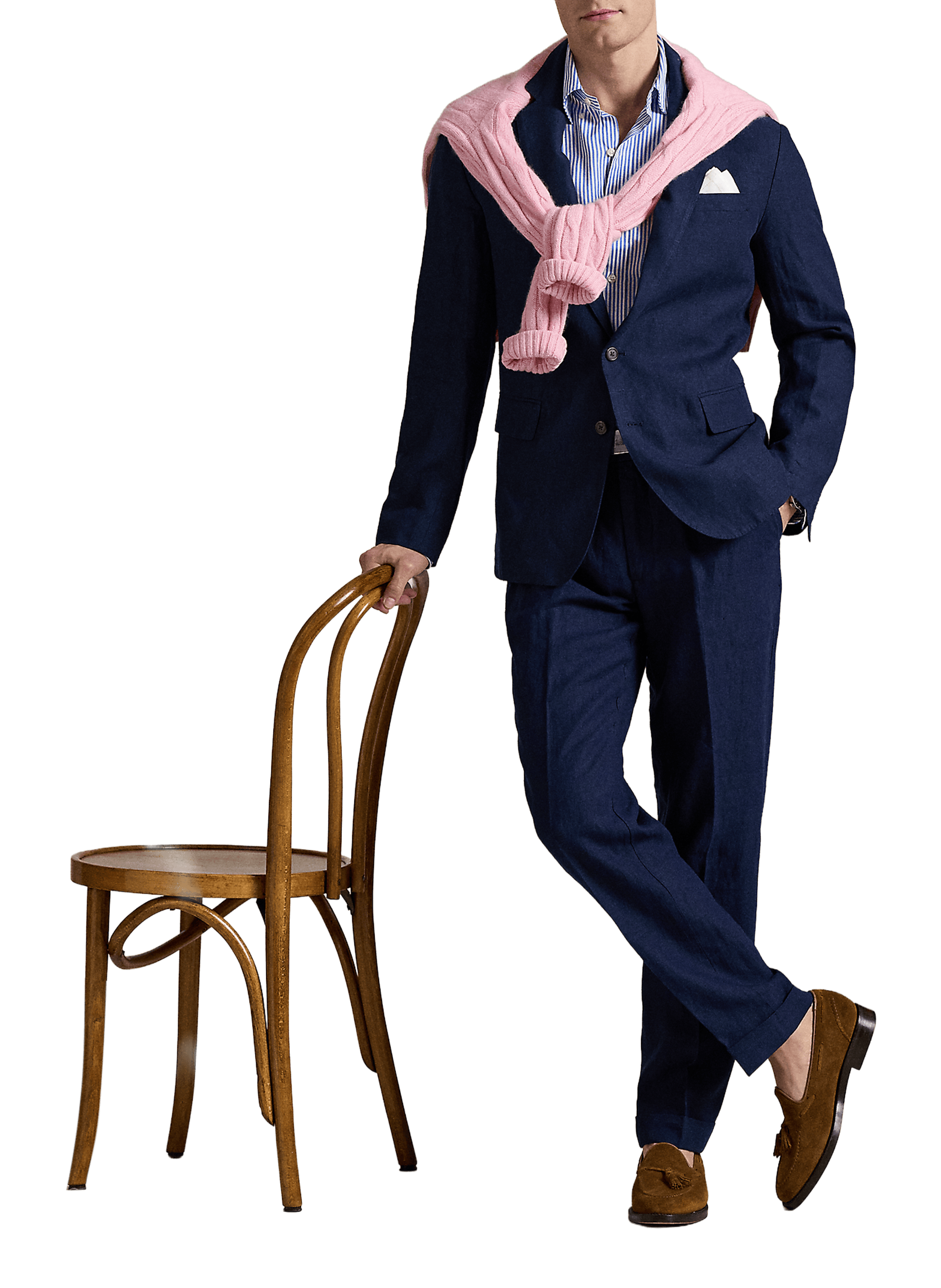 Straight linen blazer POLO RALPH LAUREN Blue