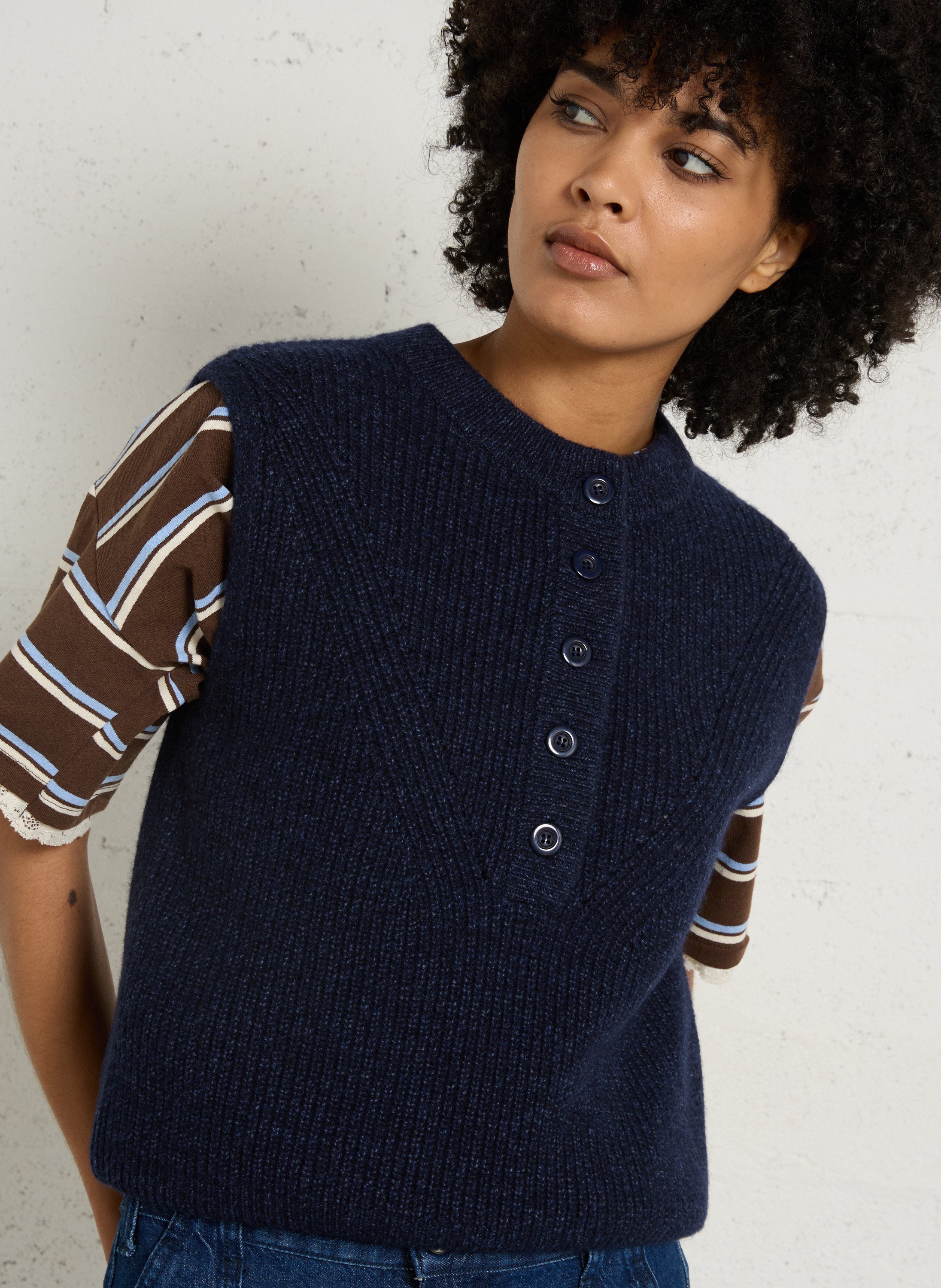 Pull col rond en laine mélangée poppy MAISON 123 Bleu