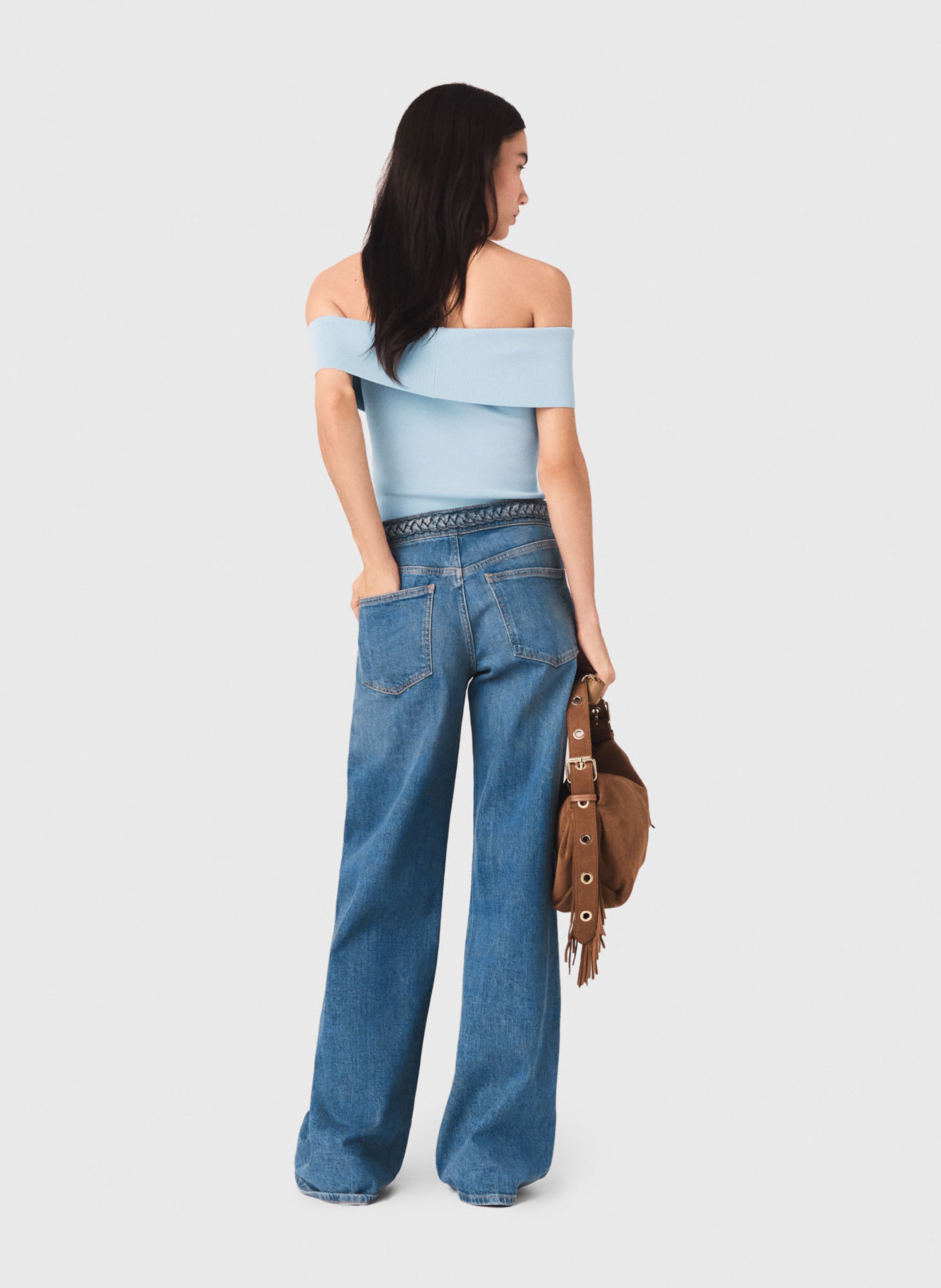 Jean patte d'eph en coton mélangé MAJE Bleu