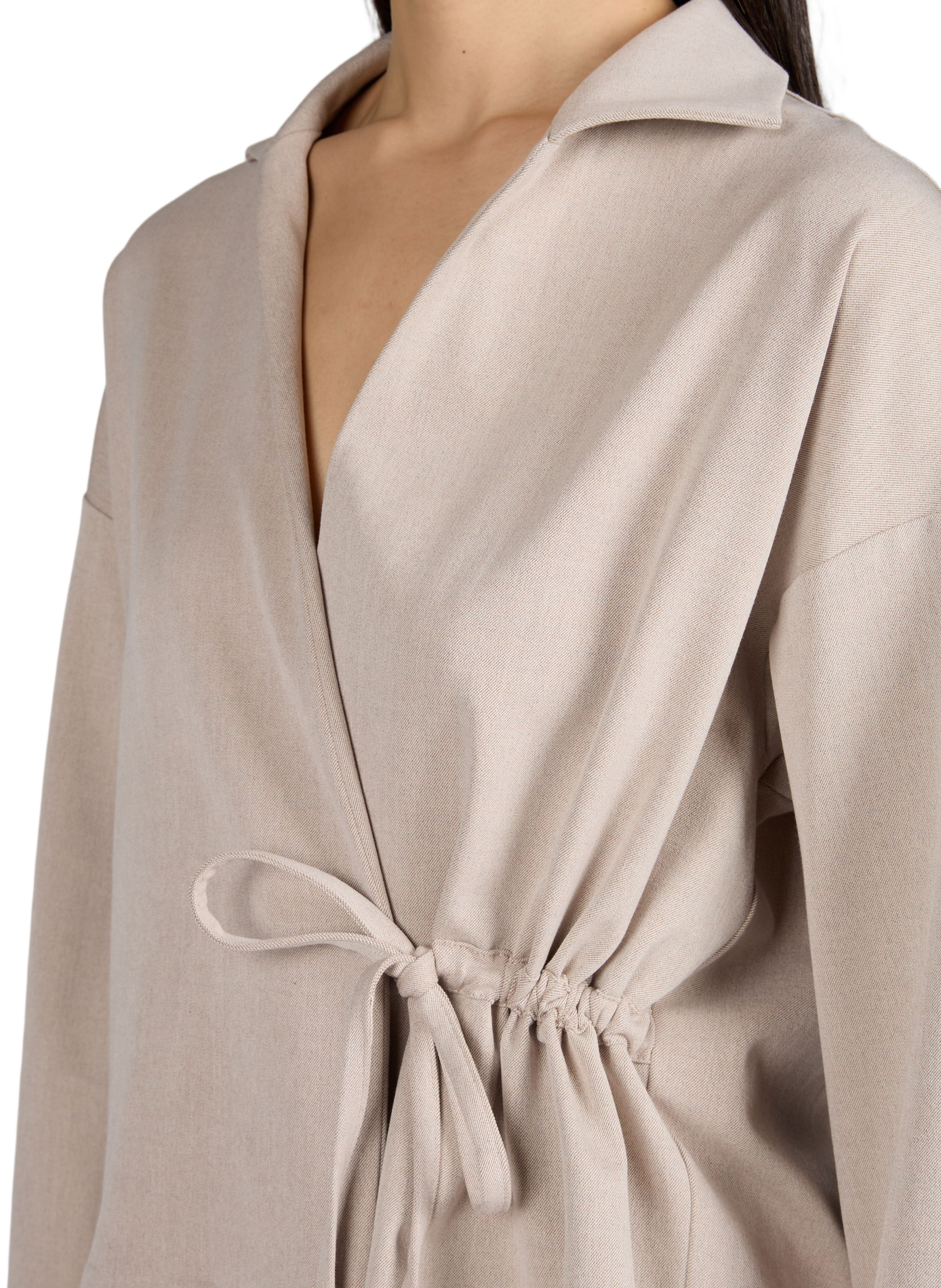 Top manches longues cache-cœur OBJECT Beige