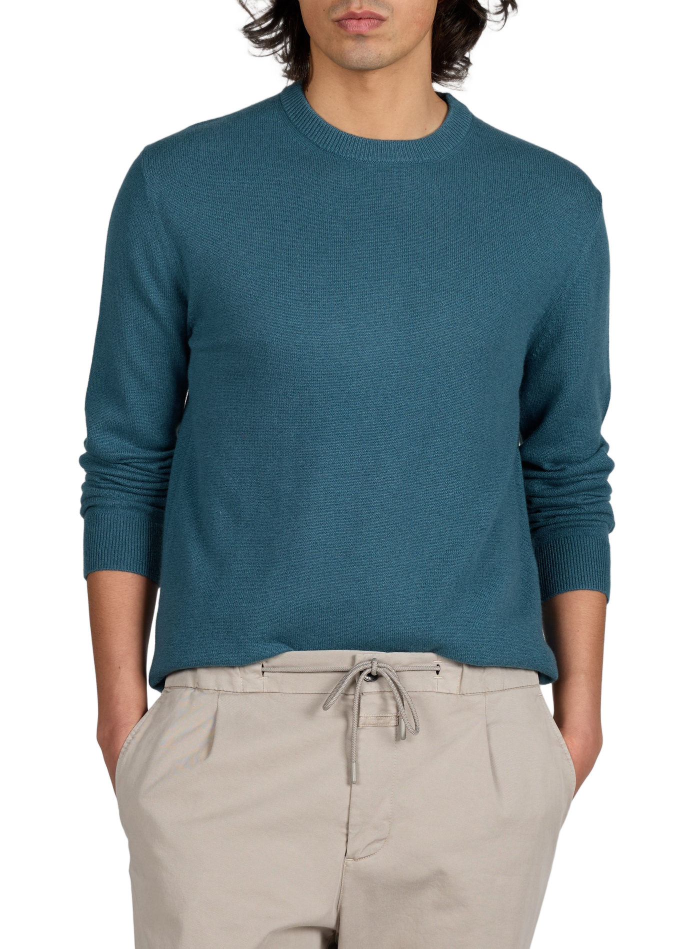 Pull col rond en cachemire AU PRINTEMPS PARIS Bleu