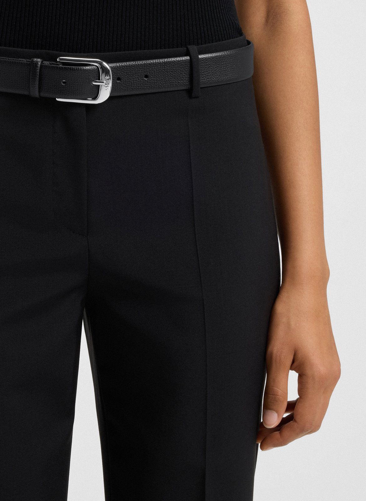 Ceinture à boucle en cuir grainé BOSS Noir