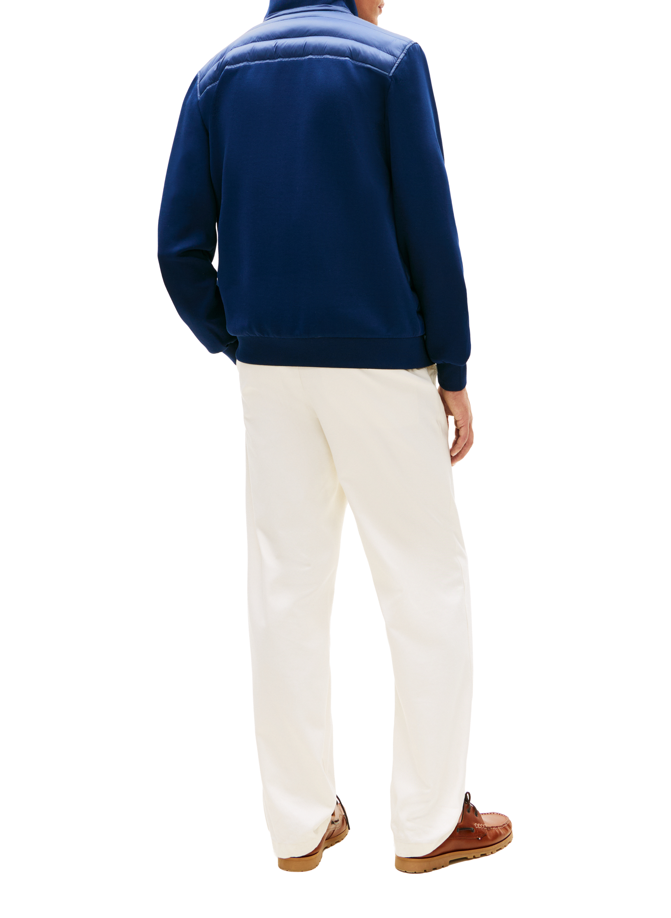 Multitexture zip-up jacket with trim in blended cotton TOMMY HILFIGER Blue