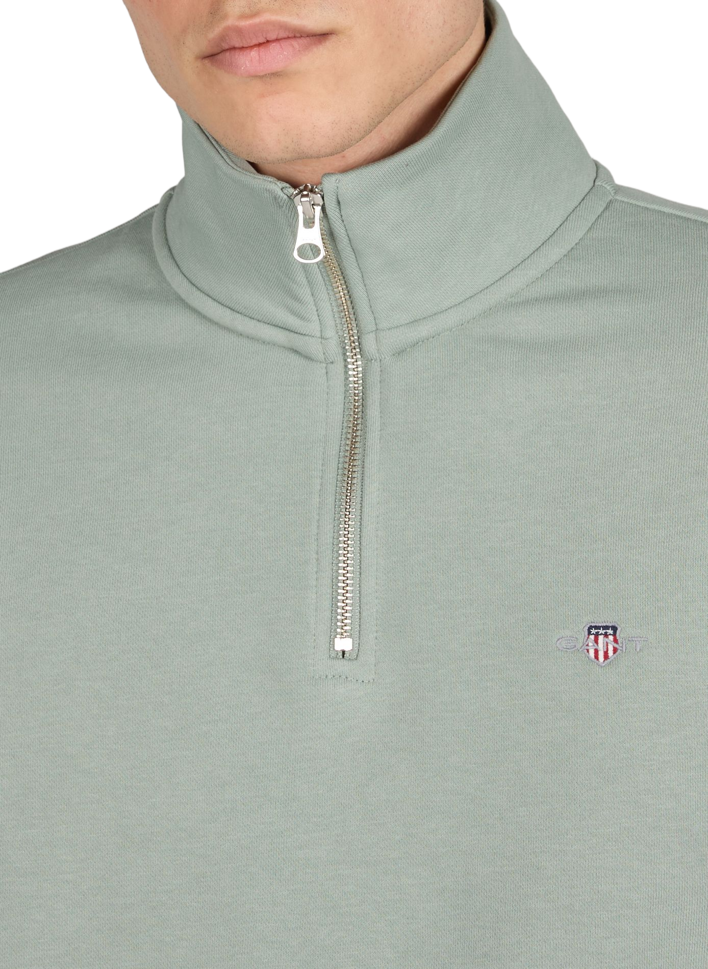Cotton half-zip sweatshirt GANT Green