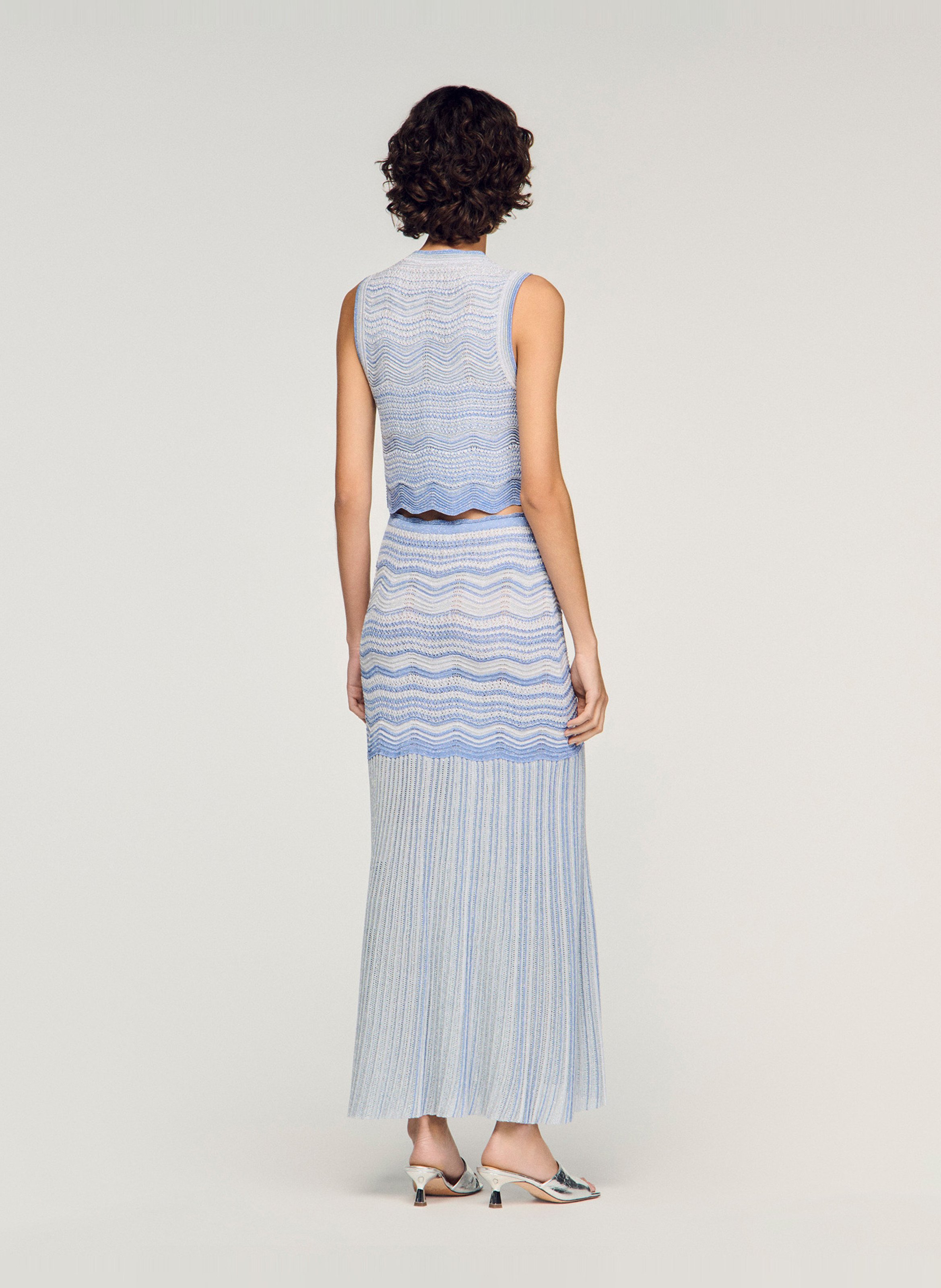 Top en maille fantaisie SANDRO Bleu