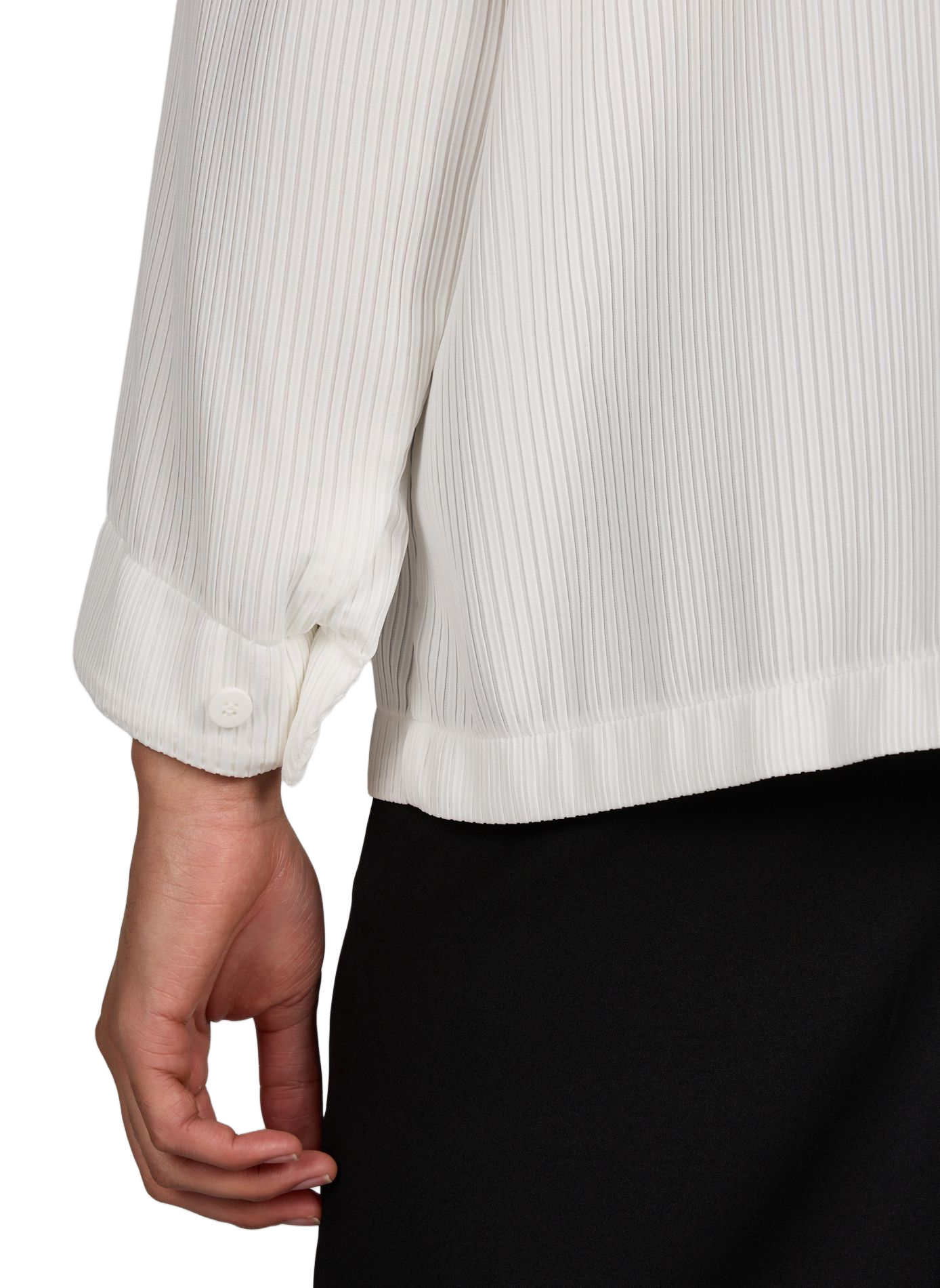 Camicia diritta plissettata con collo alla coreana ISSEY MIYAKE Beige