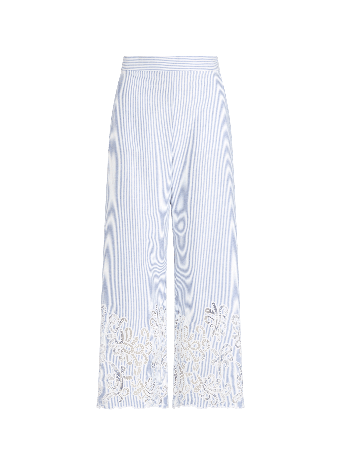 Pantalon large rayé Joss brodé en coton SUNCOO Bleu