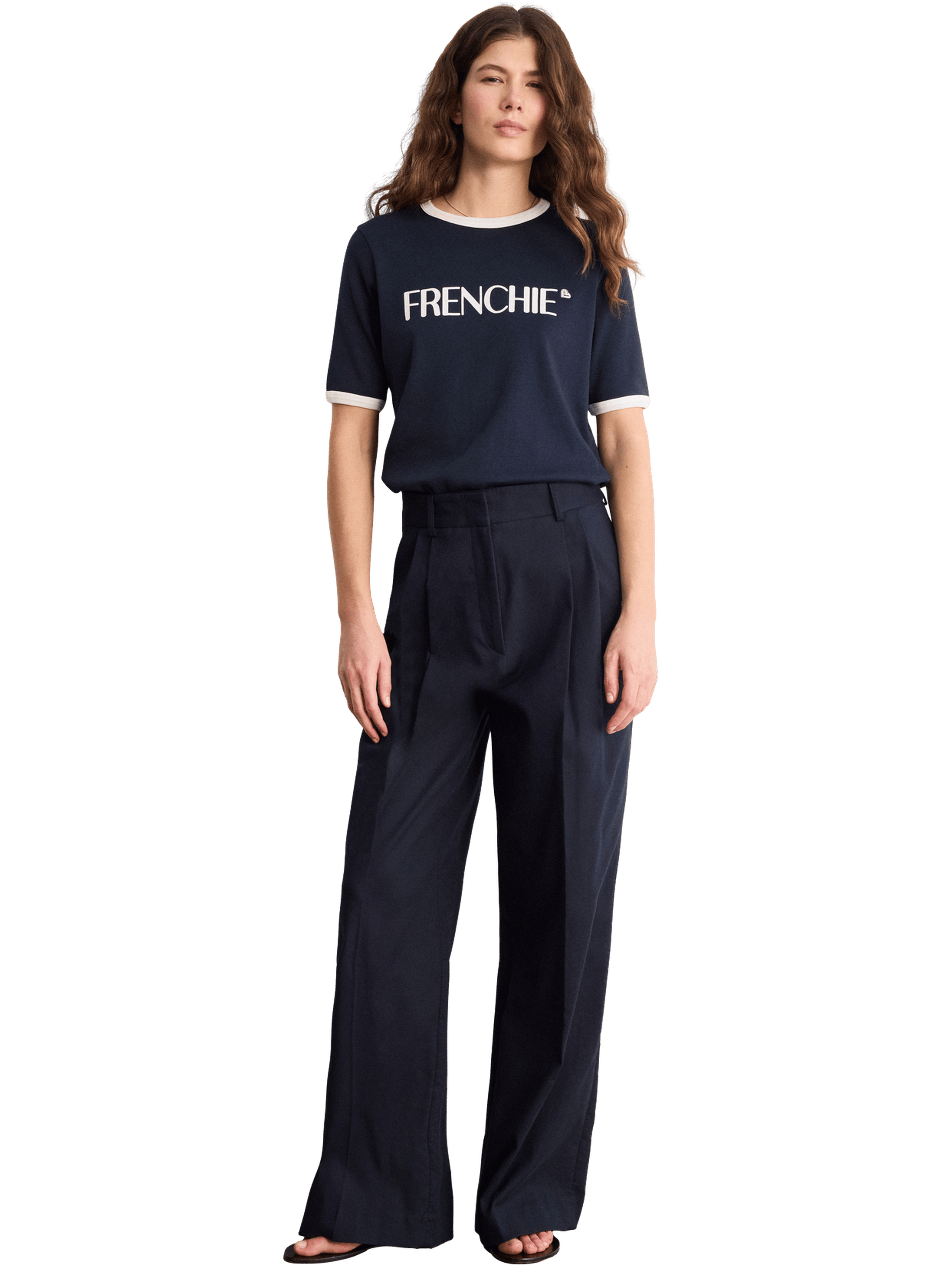 Pantalon à pinces en coton - bibaia PABLO Bleu