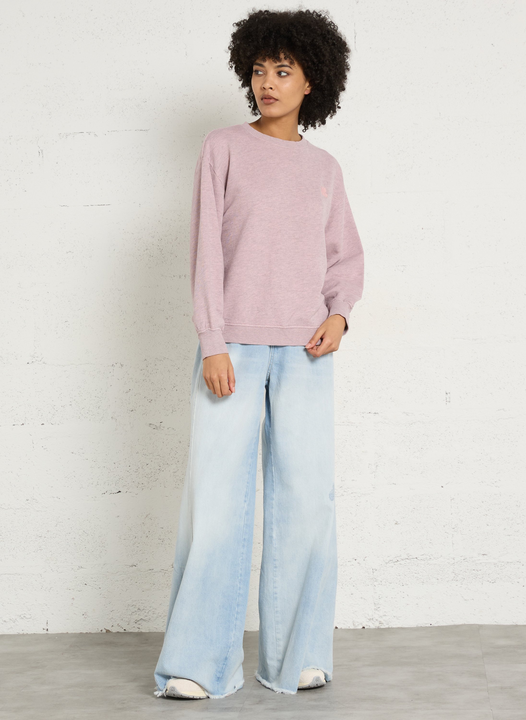 Sweat ample chiné à broderie monogramme lesly MAISON 123 Rose