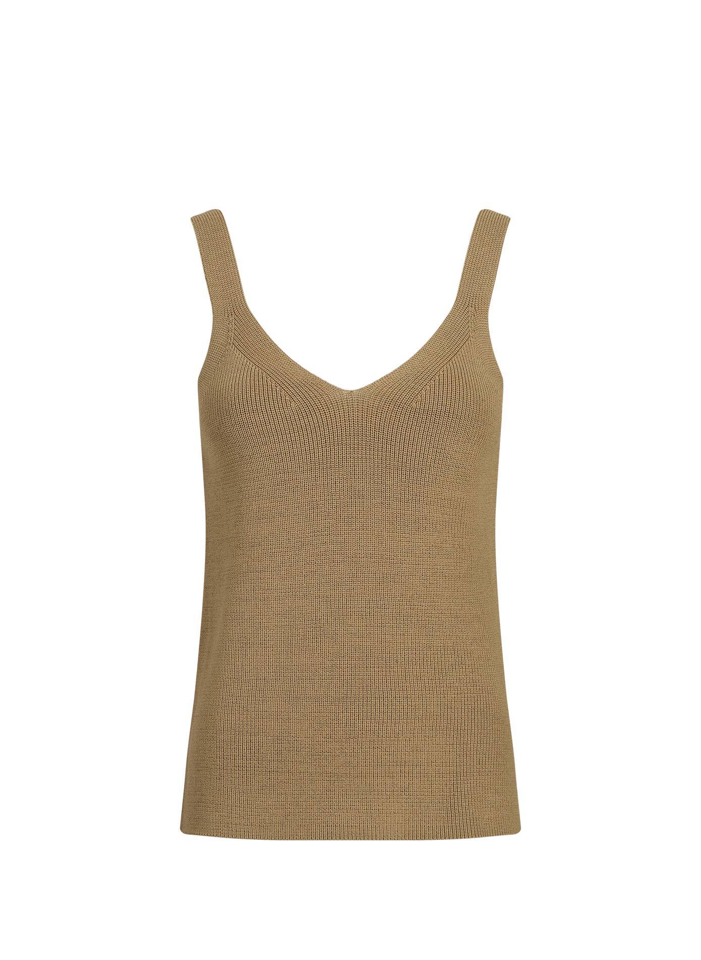 Ärmelloses geripptes Top mit V-Ausschnitt ROUGE EDIT Braun