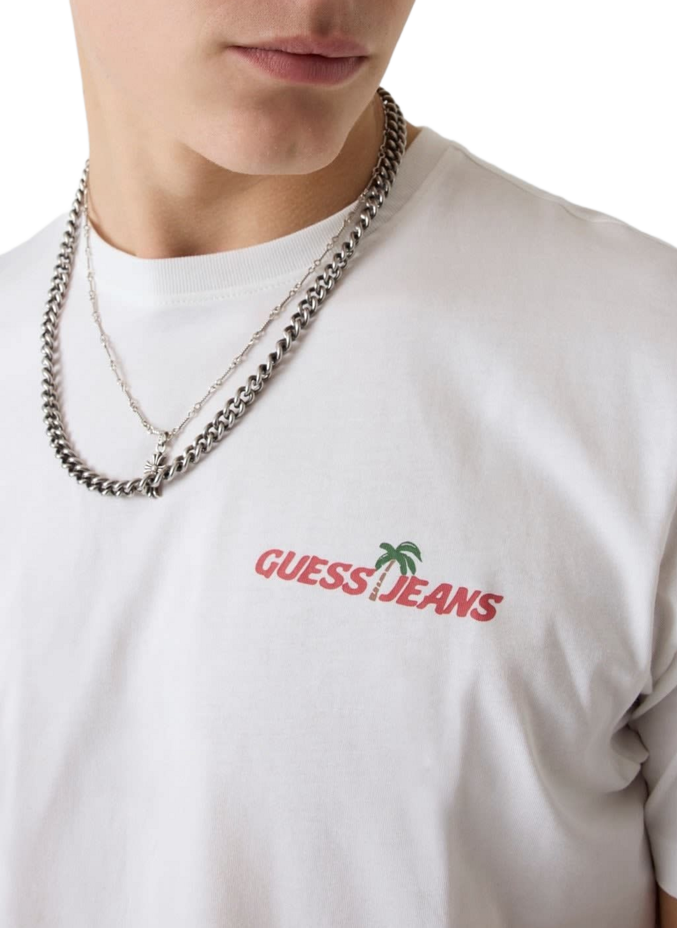 Cotton round-neck T-shirt GUESS White