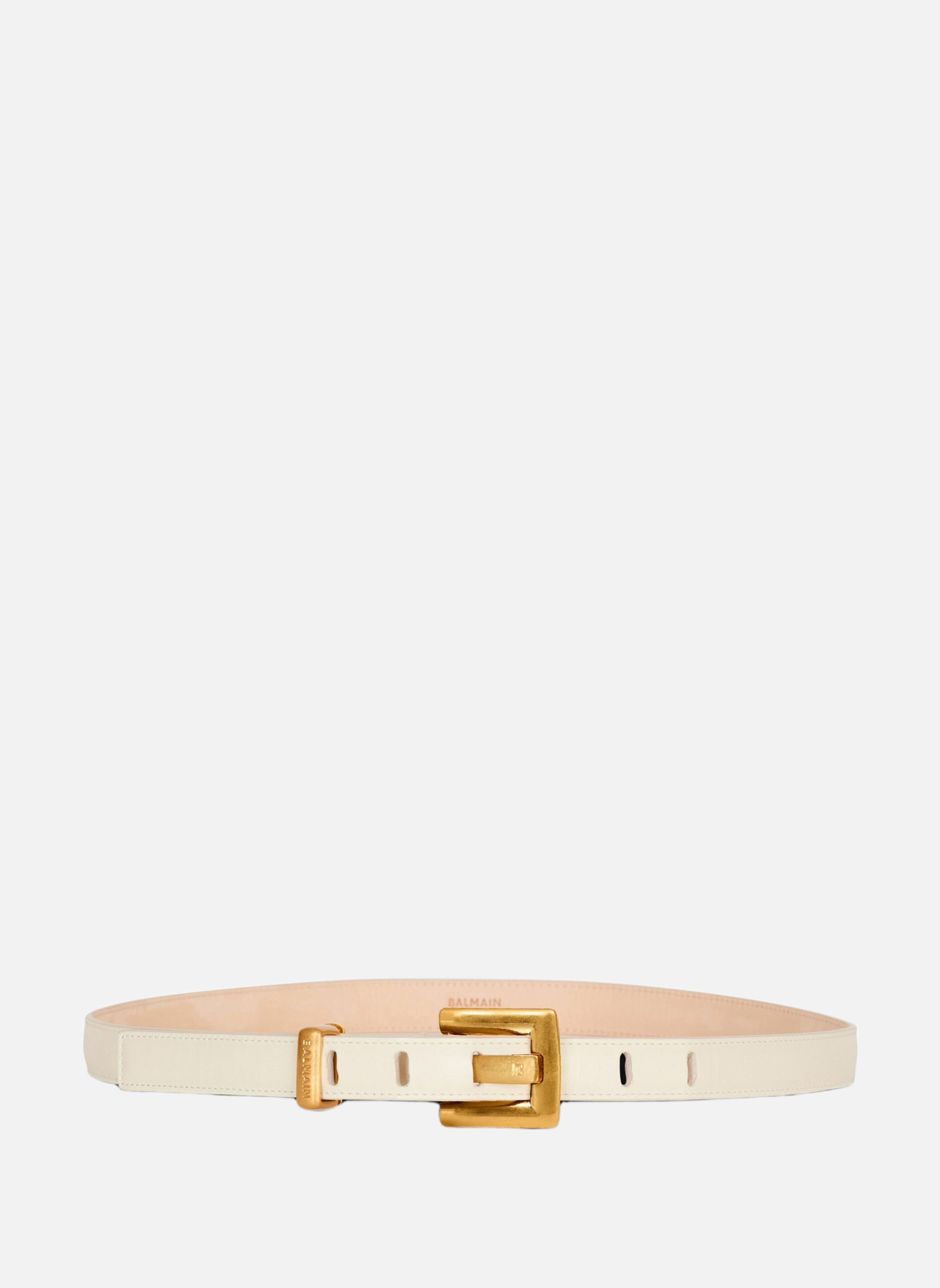 Ceinture anthem fine en cuir BALMAIN Beige