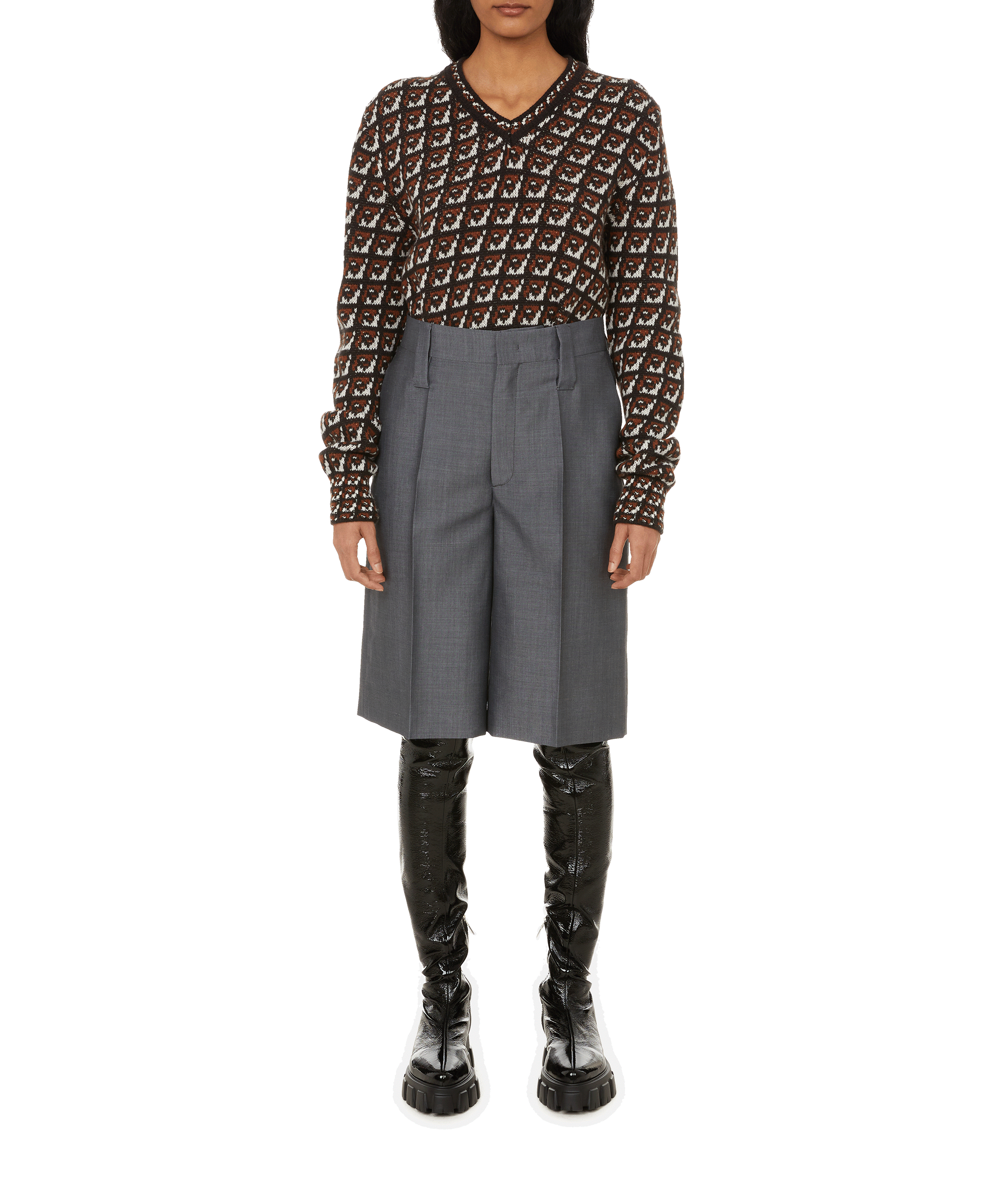 Mohair-blend Bermuda shorts PRADA Grey