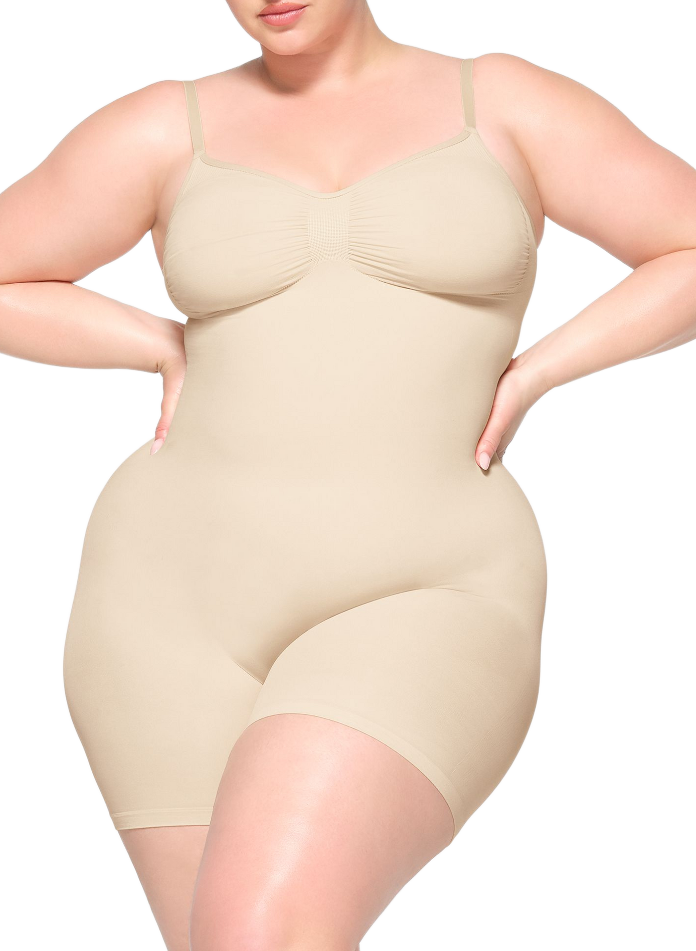 Solid color body shorty with adjustable straps SKIMS Beige