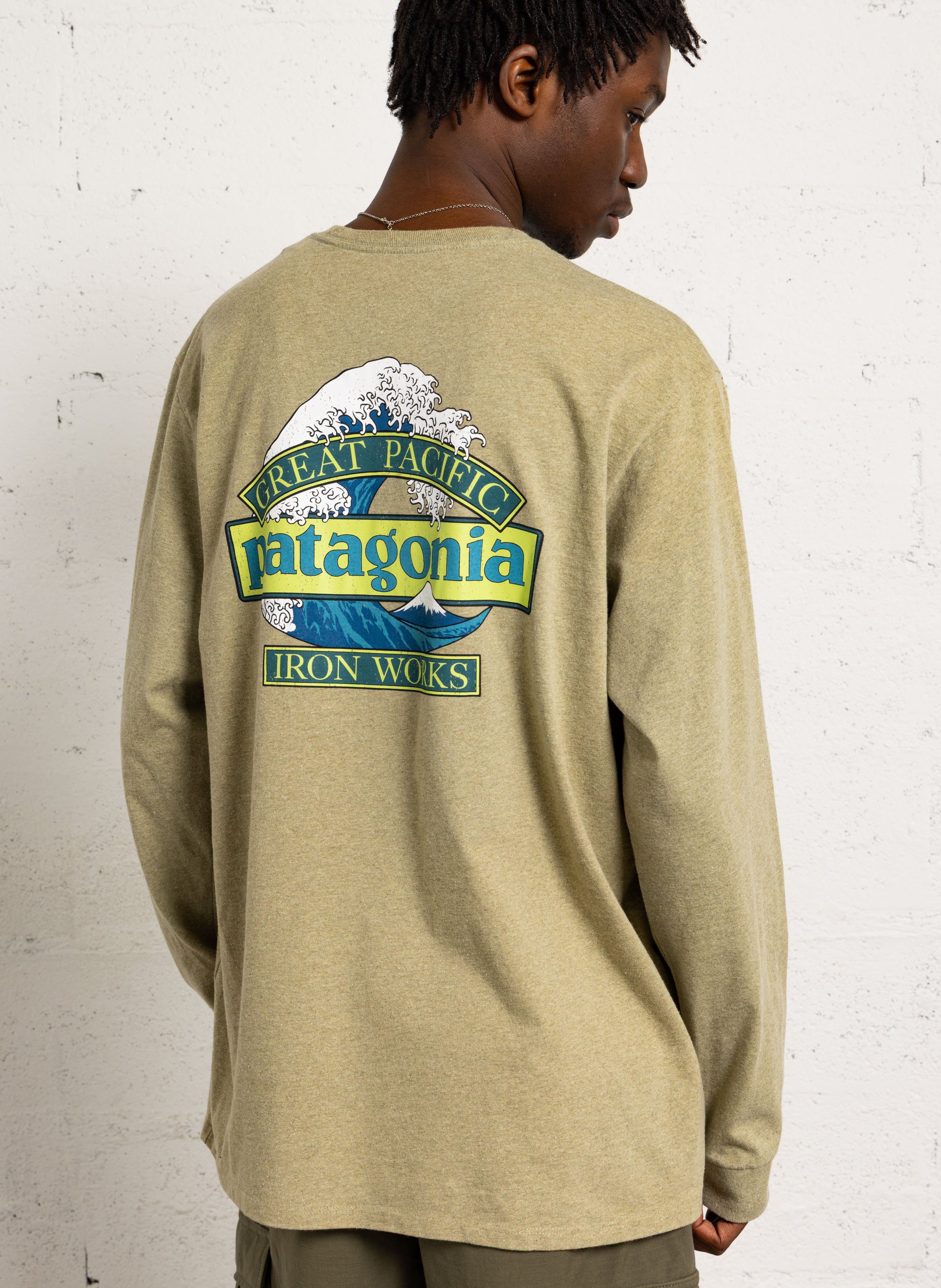 Straight round-neck t-shirt in blended recycled cotton PATAGONIA Beige