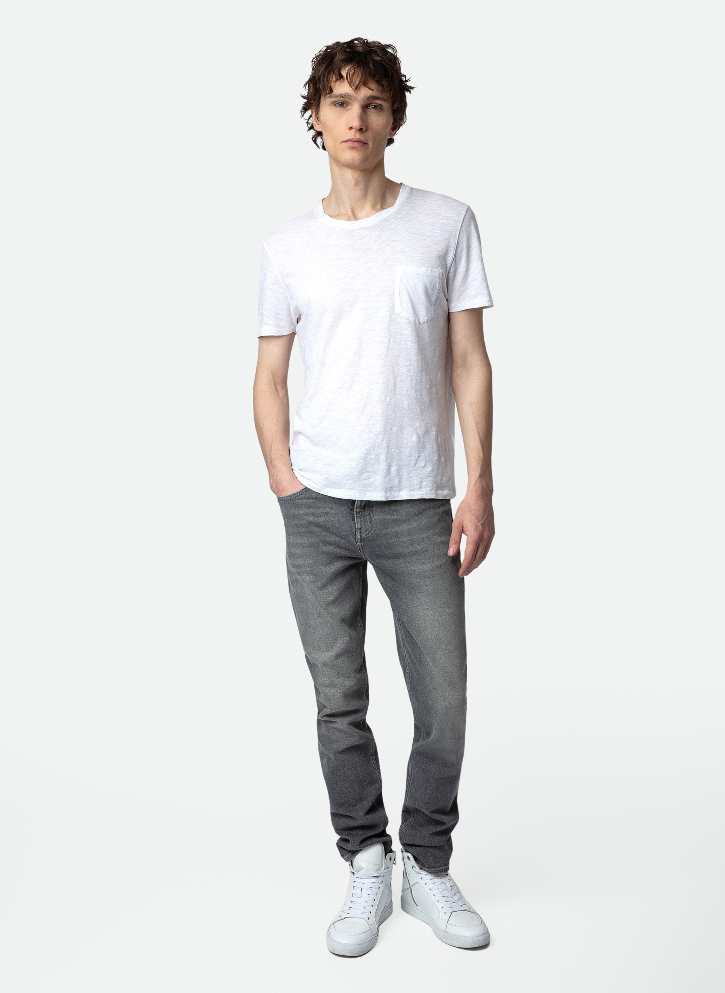 Tee-shirt droit en coton stockholm Wit
