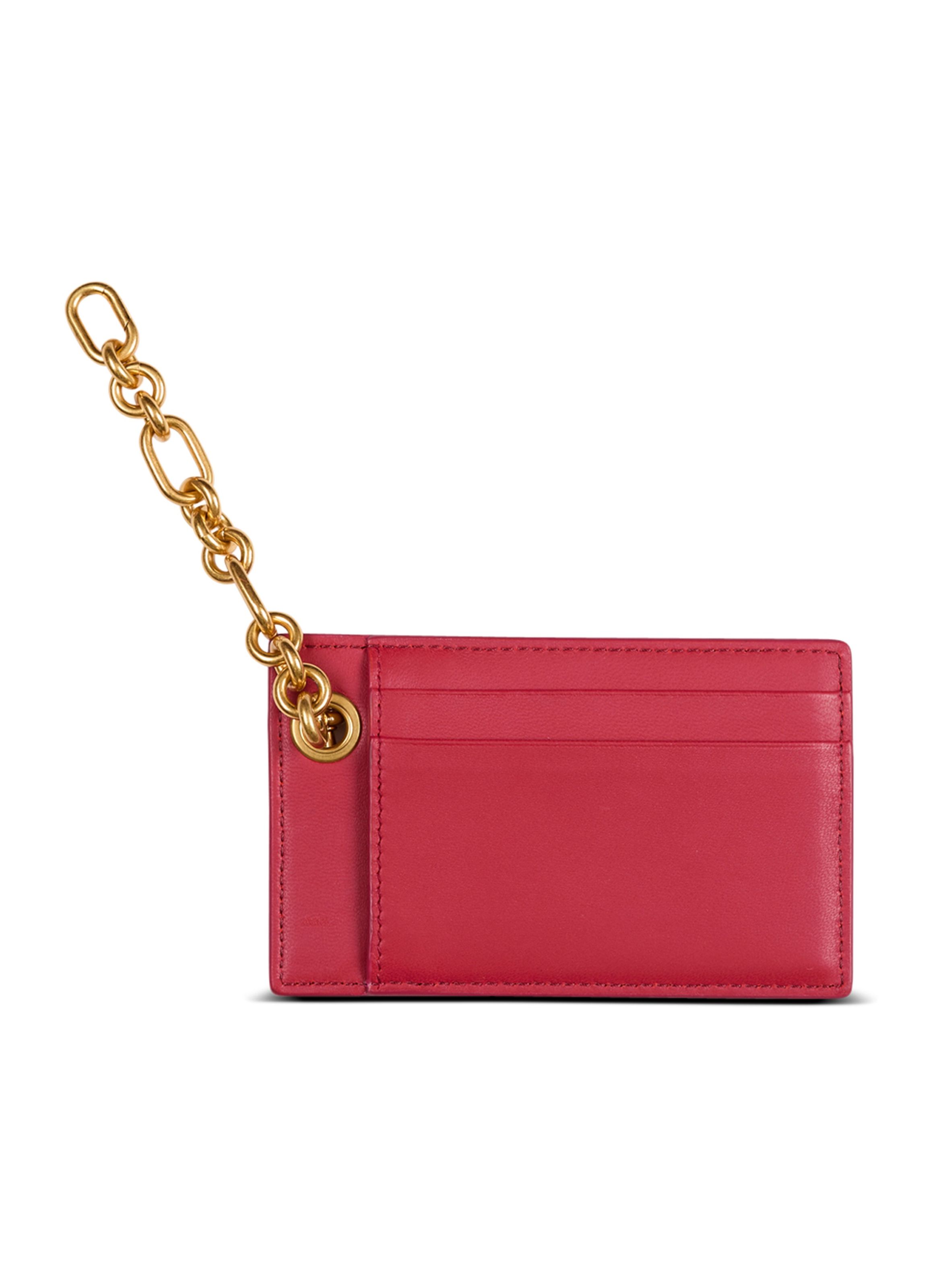 Porte-cartes pulse en cuir lisse BALMAIN Rouge
