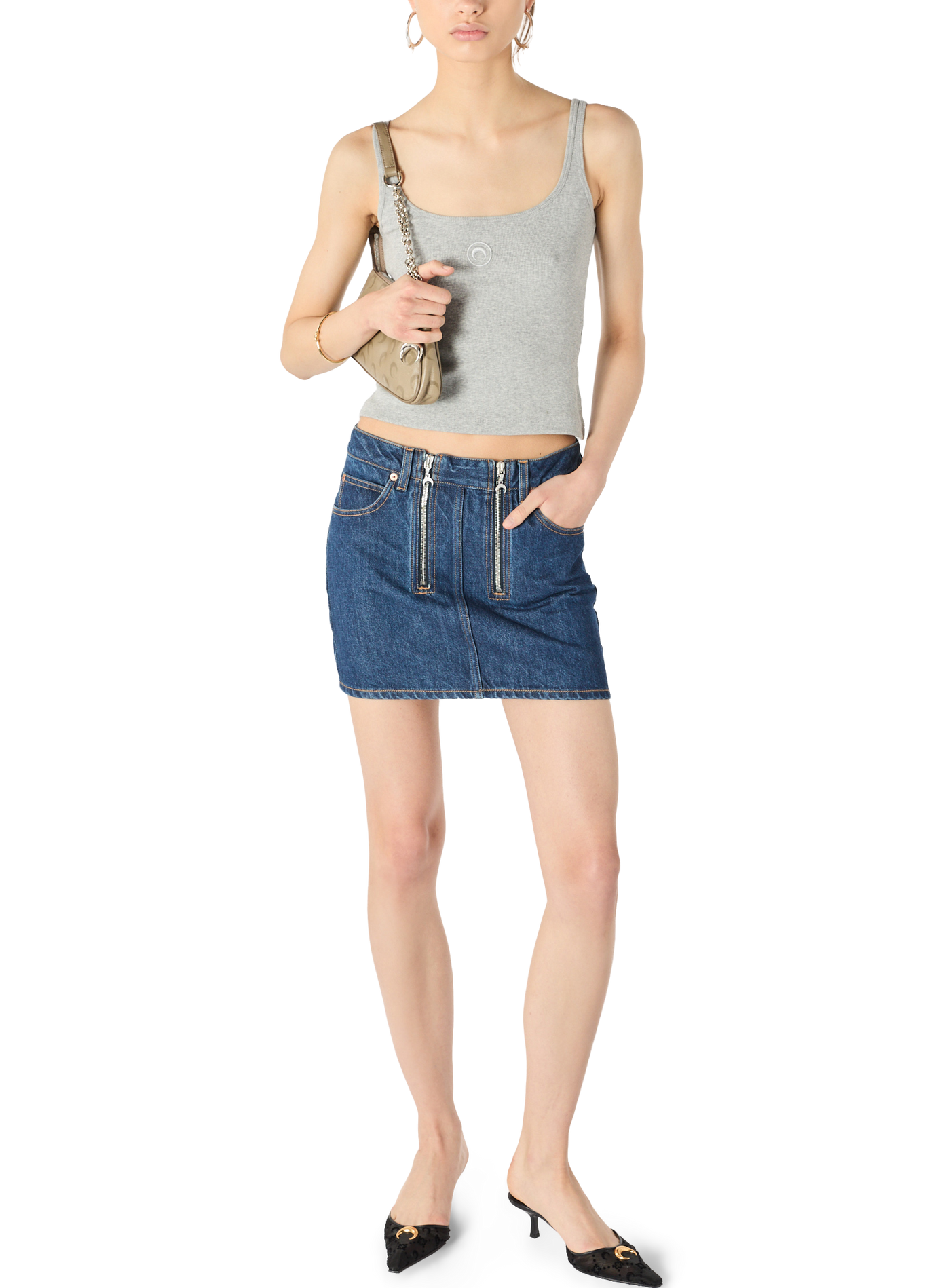 Midnight blue zipped mini skirt MARINE SERRE Blue