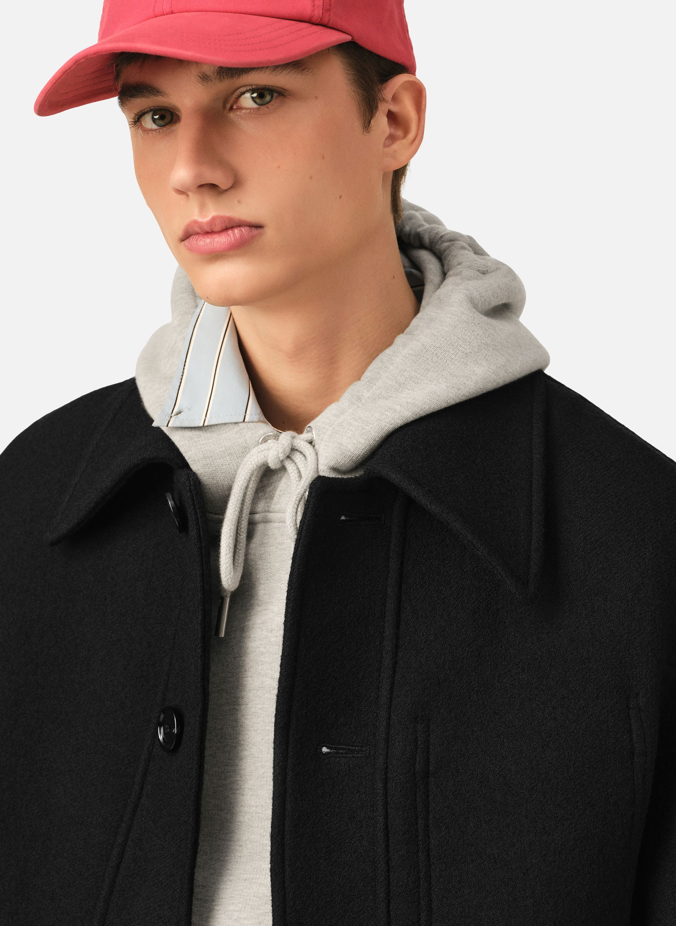 Veste boutonnée unisexe en laine AMI PARIS Noir