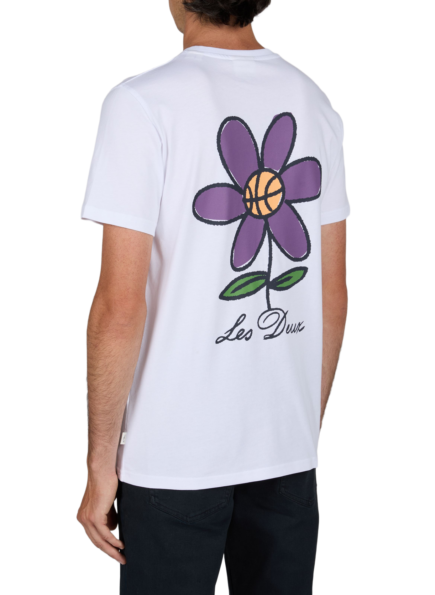 Straight printed cotton T-shirt LES DEUX White