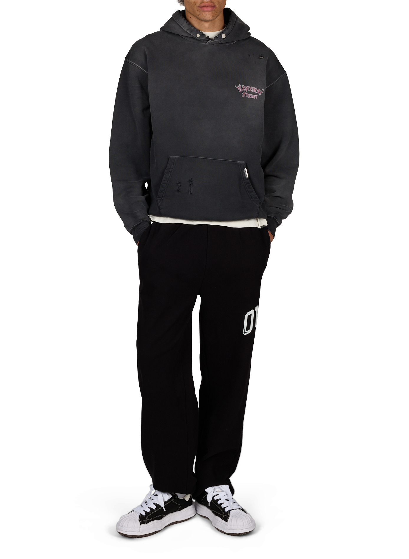 Oversized printed hoodie with hood REPRESENT Black